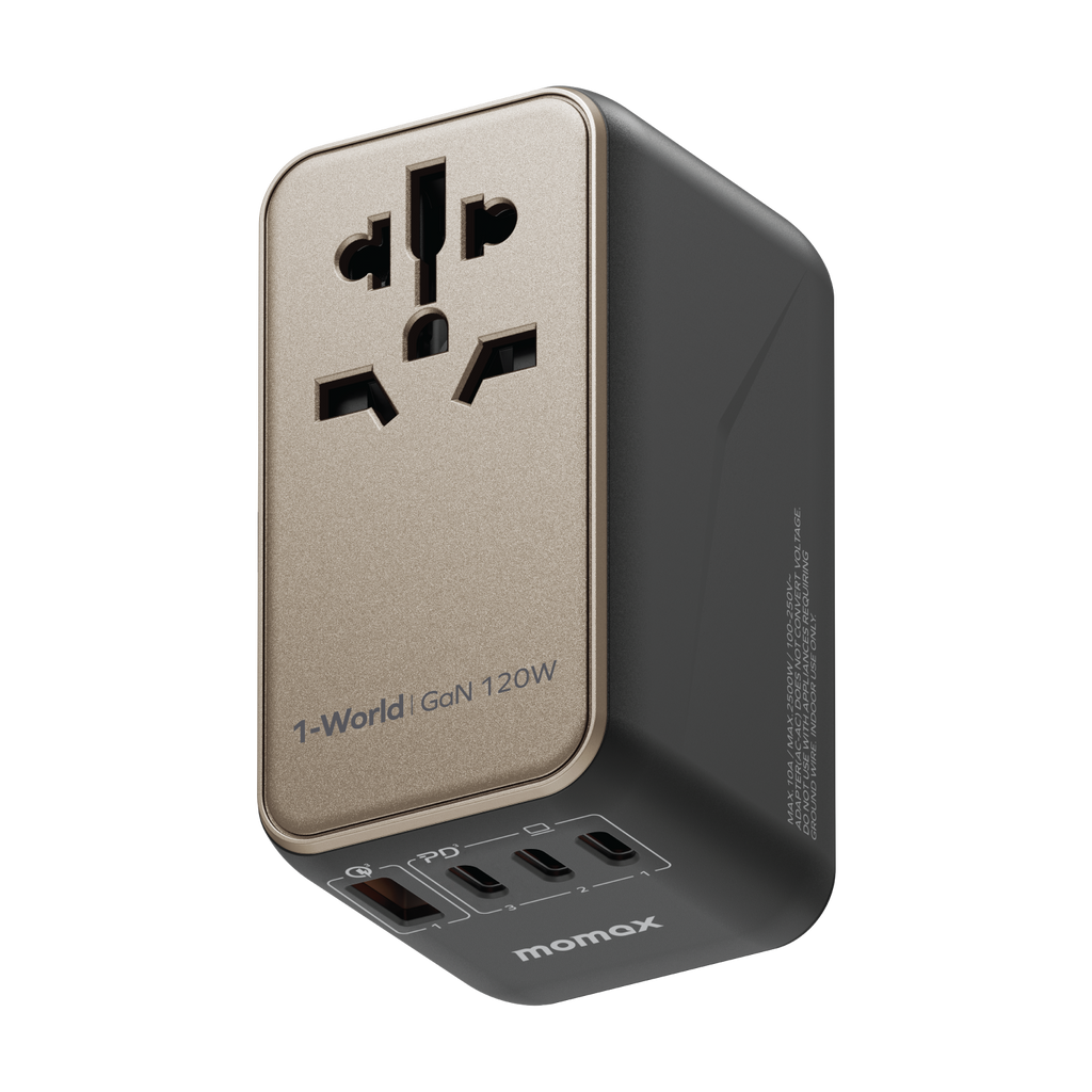 1-World Universal 4-Port Travel GaN Charger 120W + USB-C Cable