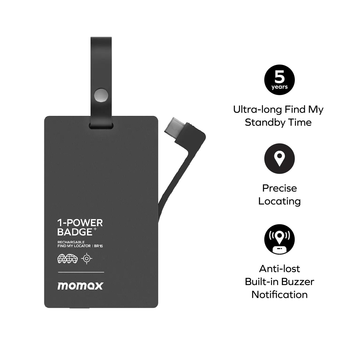 1-Power Badge+ Emergency Power Bank With Find My Locator