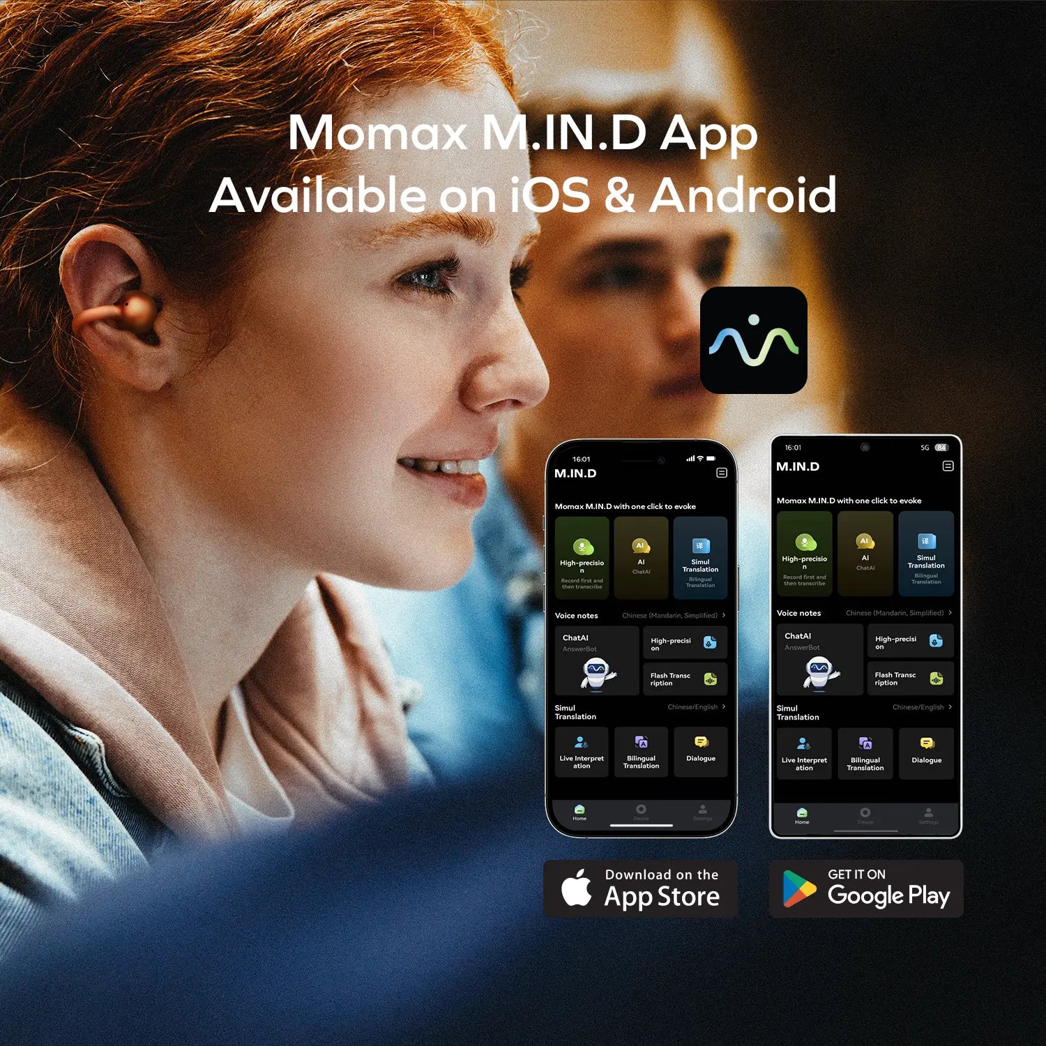 1-Vibe Clip M.IN.D AI ENC Clip-On Earbuds