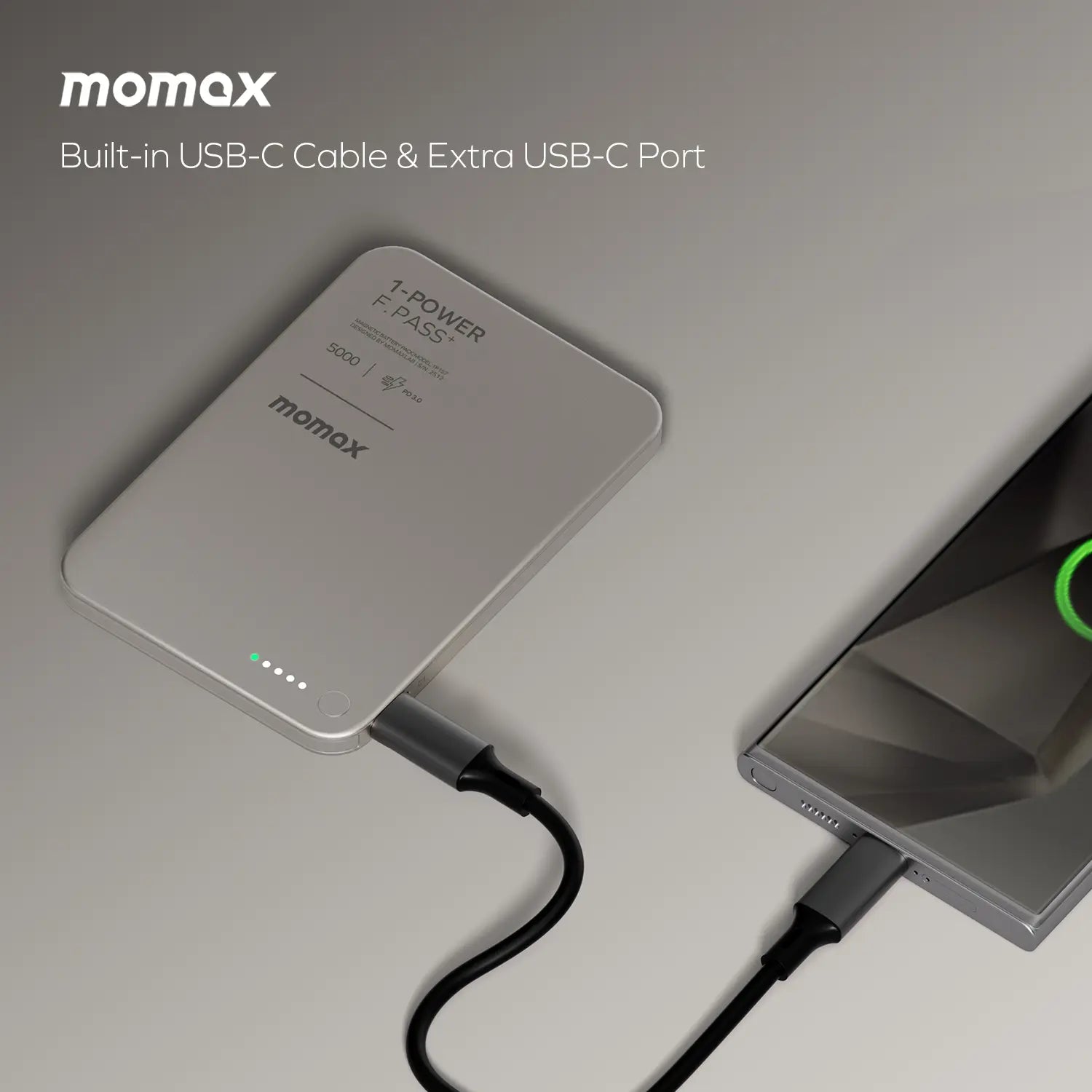 1-Power F.Pass⁺ 5000mAh Magnetic Battery Pack with Built-in Cable