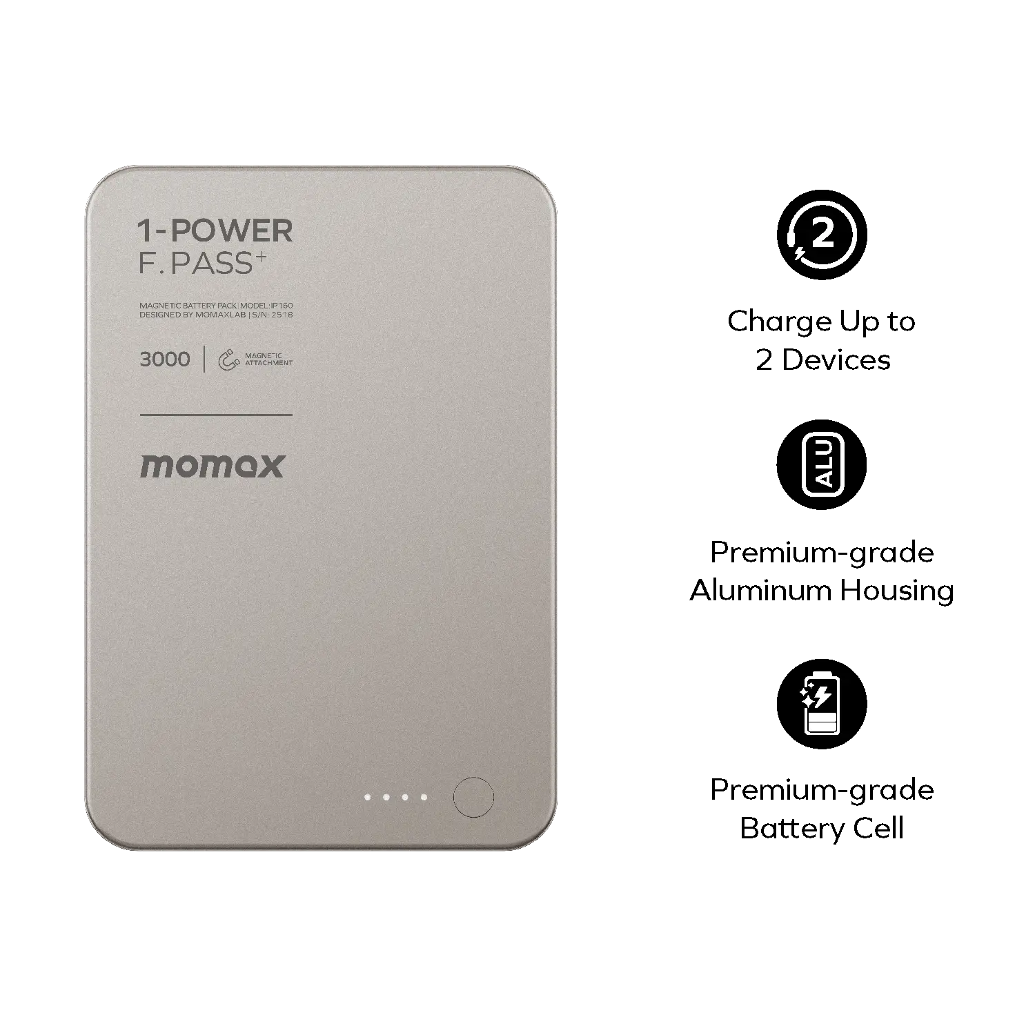 1-Power F.Pass⁺ 3000mAh Magnetic Battery Pack with Built-in Cable
