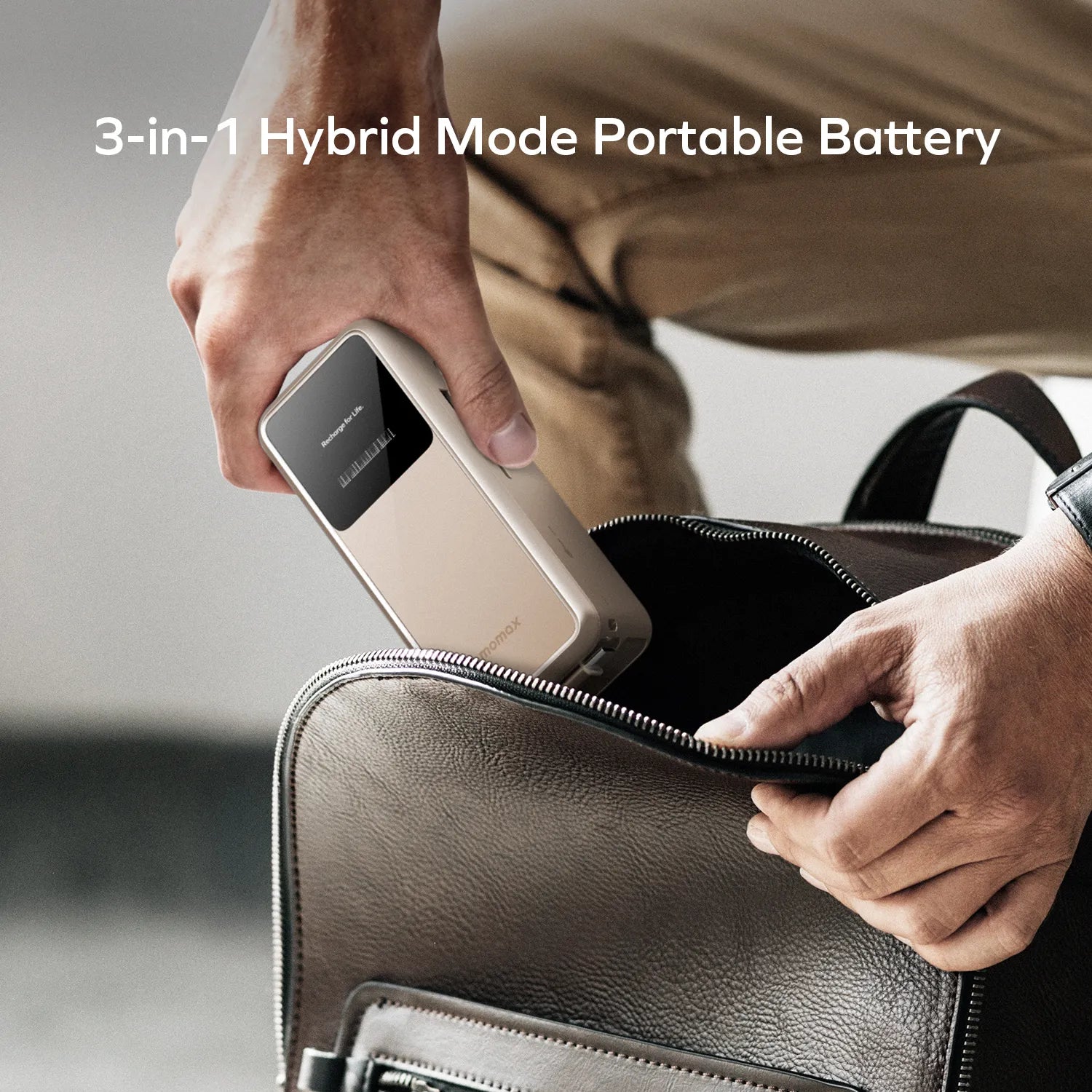 1-Pac⁺ 10000mAh 3in1 Hybrid GaN Battery Pack with Built-In Retractable Cable