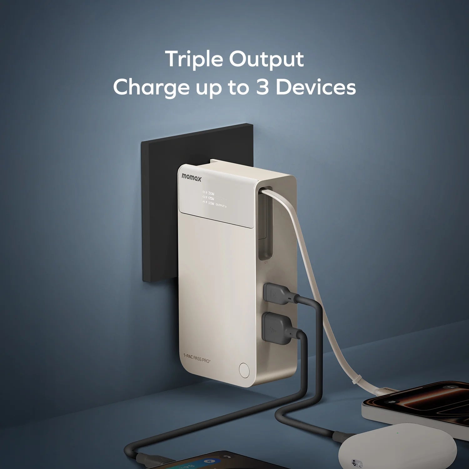 1-Pac Pass Pro⁺ 10000mAh 3in1 Hybrid GaN Battery Pack with Built-In Retractable Cable (45W)