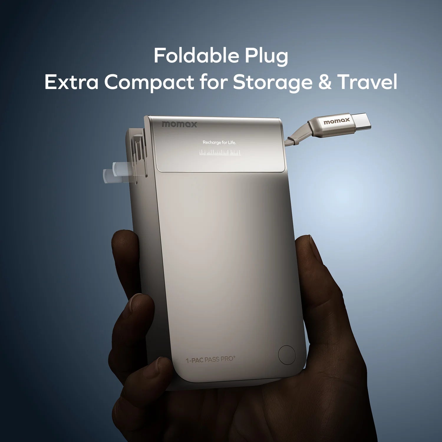 1-Pac Pass Pro⁺ 10000mAh 3in1 Hybrid GaN Battery Pack with Built-In Retractable Cable (45W)