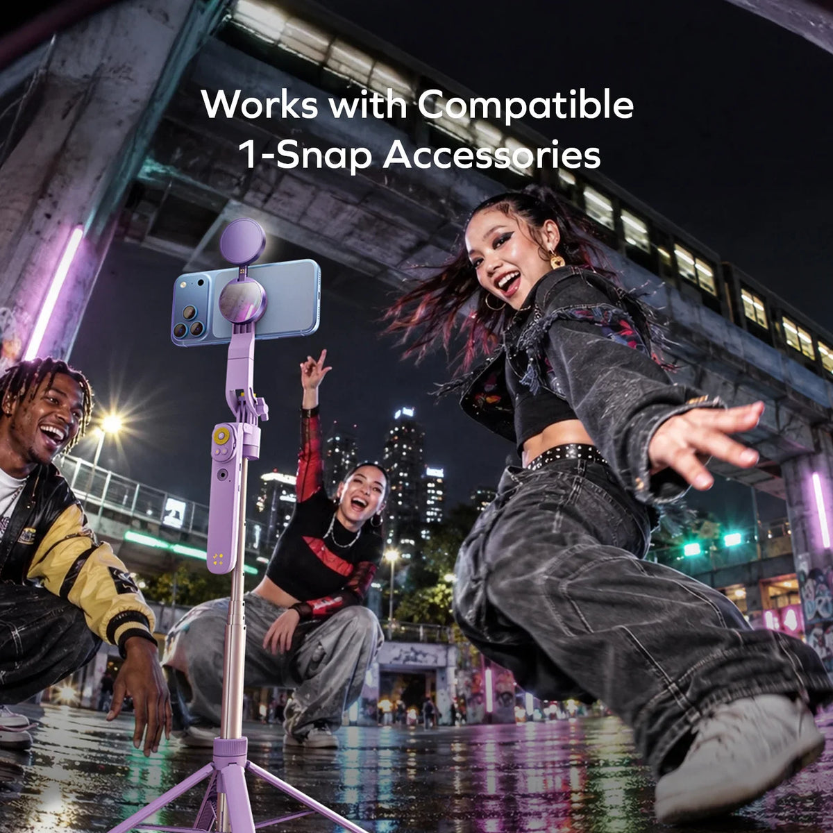 1-Snap Pole Selfies Stick Auto Tracking with Magpod Gimbal