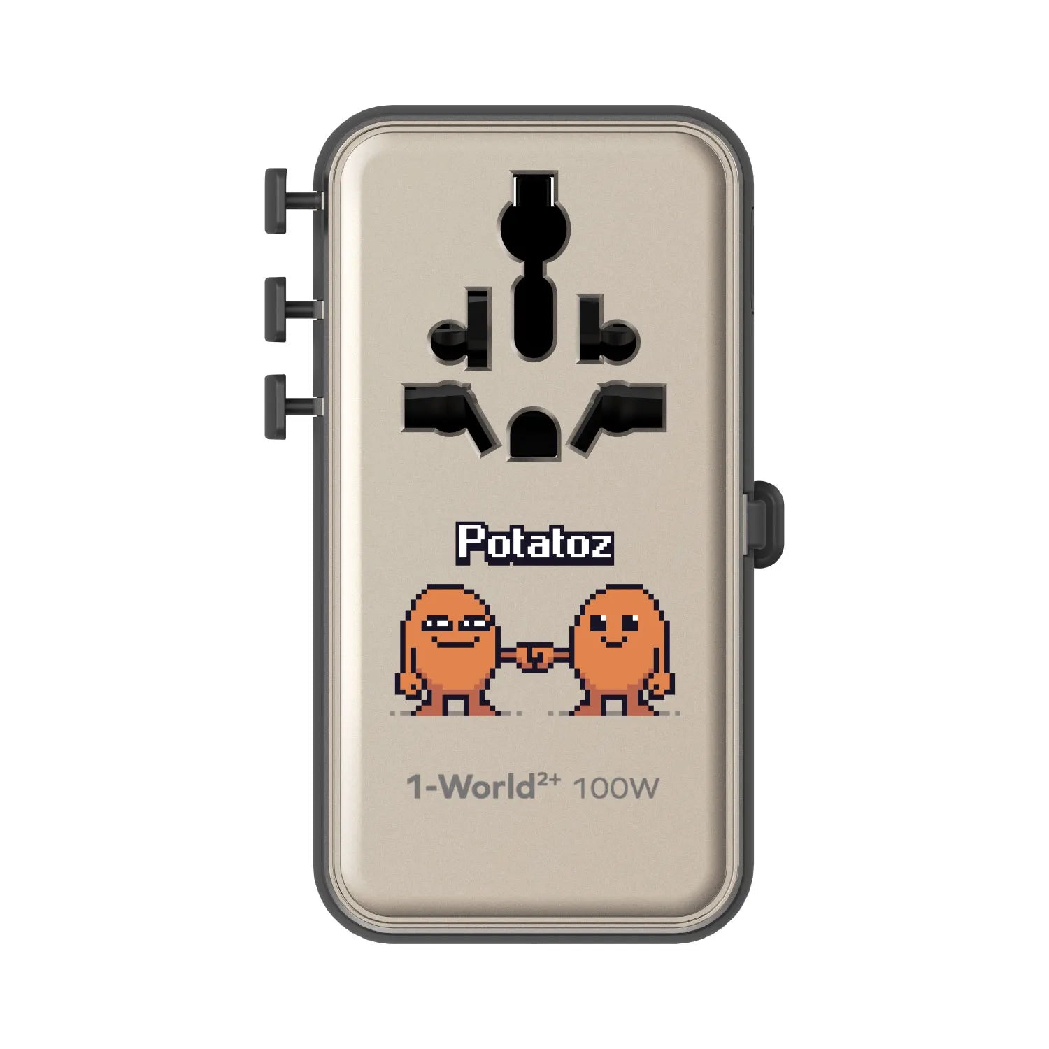 1-World²⁺ 4-Port Mini Universal Travel GaN Charger with Built-In Retractable Cable 100W with Dual AC - Limited Edition