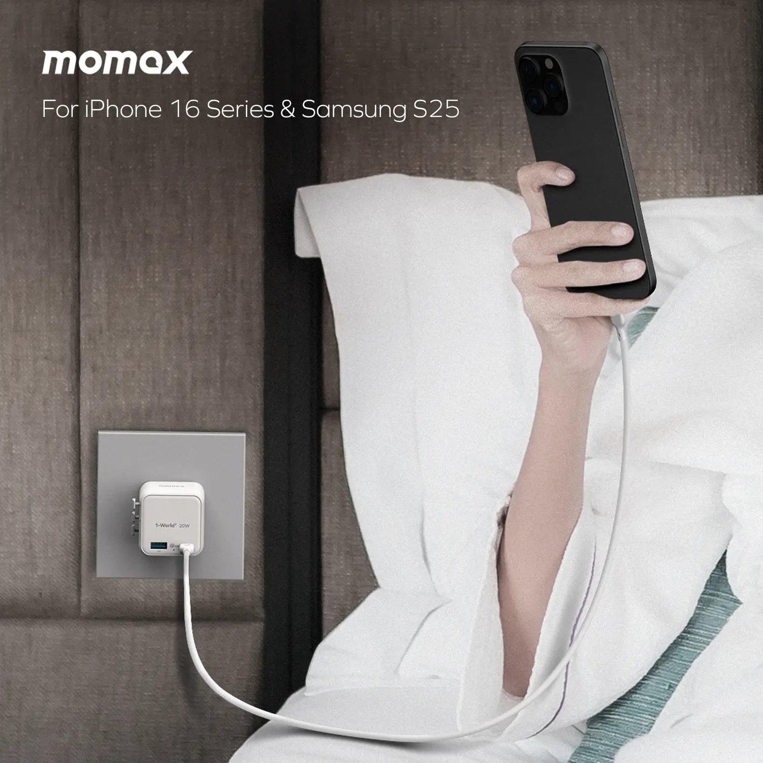1-World²
2-Port USB-A and USB-C GaN Travel Charger 20W