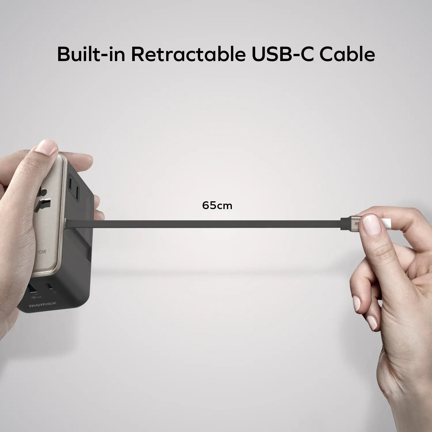 1-World²⁺
70W 3-Port Dual AC Travel Adapter with Built-In Retractable Cable