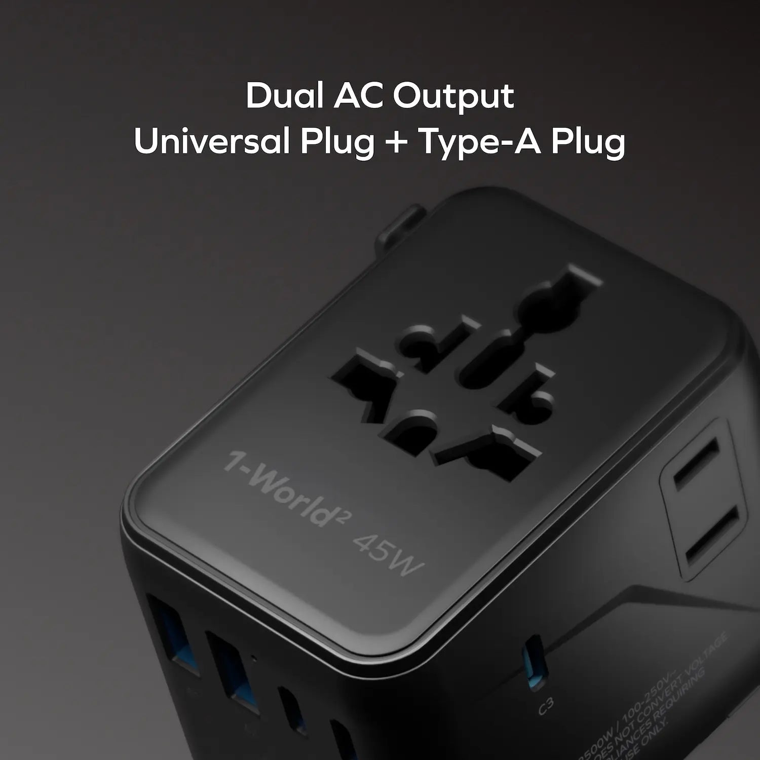 1-World²
45W 5-Port Dual AC Travel Adapter