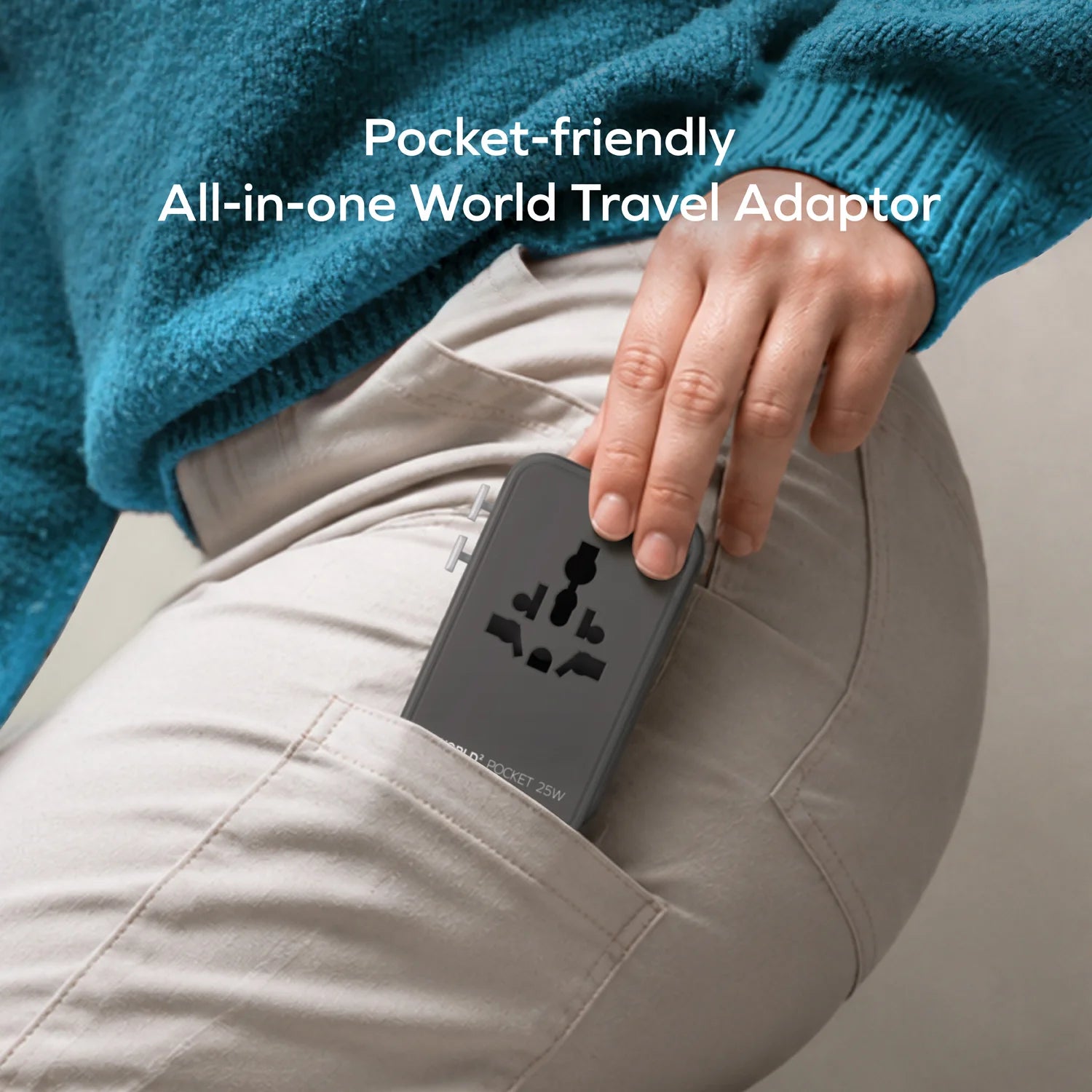 1-World² Pocket 25W 4-Port Dual AC Travel Adapter