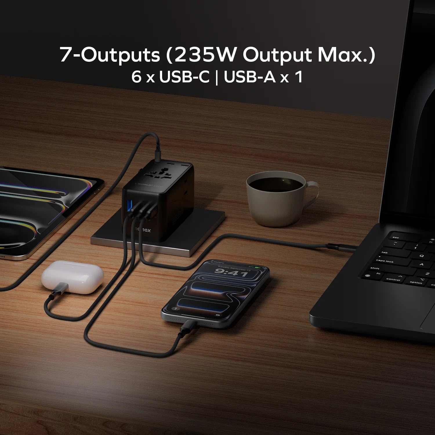 1-World² 235W Dreamer 235 7-Port Dual AC Travel Adapter