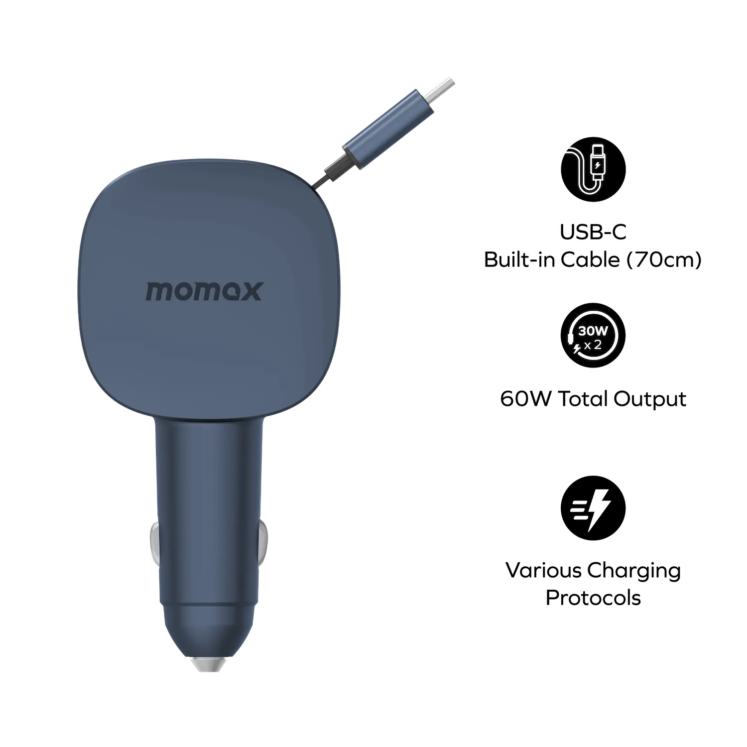 1-Move⁺
2-Port Car Charger With Built-In Retractable Cable 60W