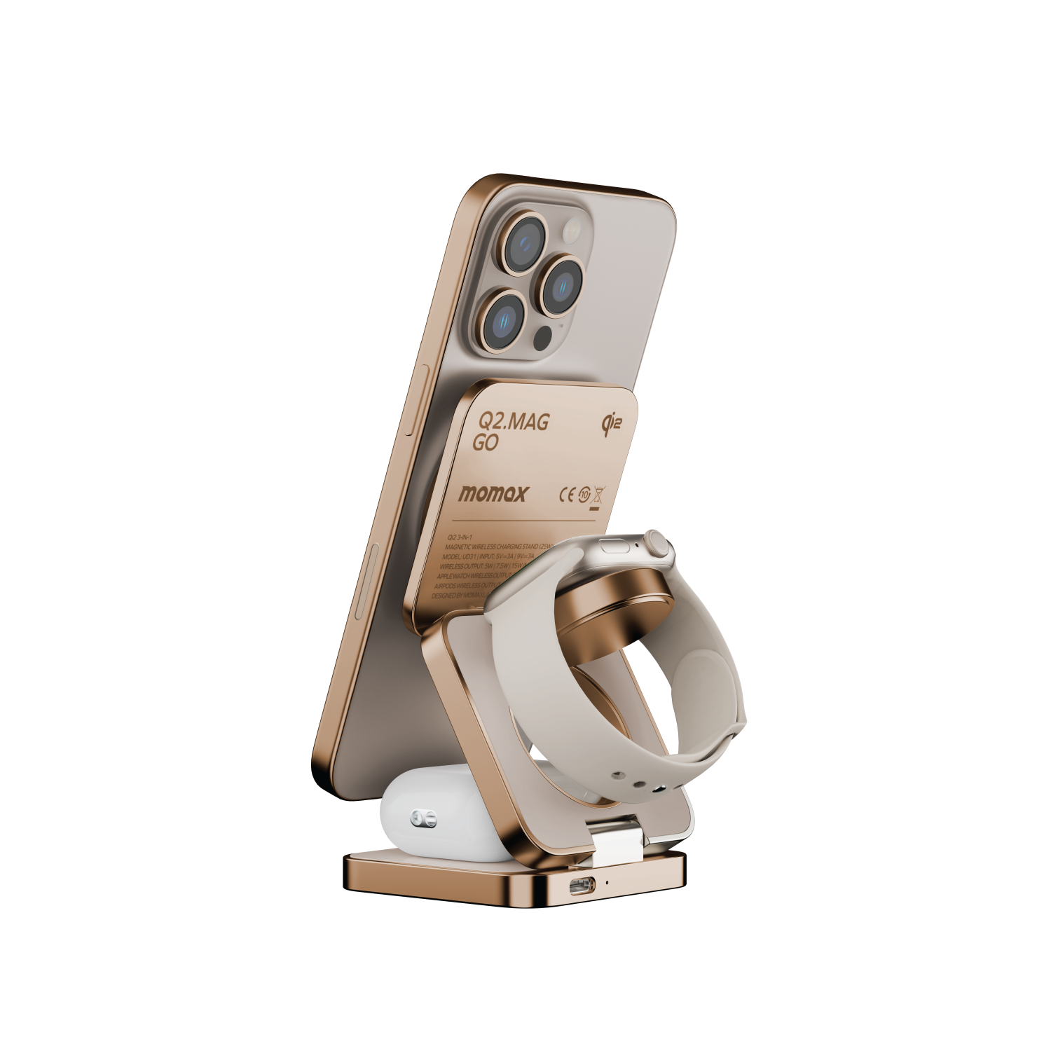 Q2.Mag 3-in-1 Foldable Qi2 15W Magnetic Wireless Charging Stand