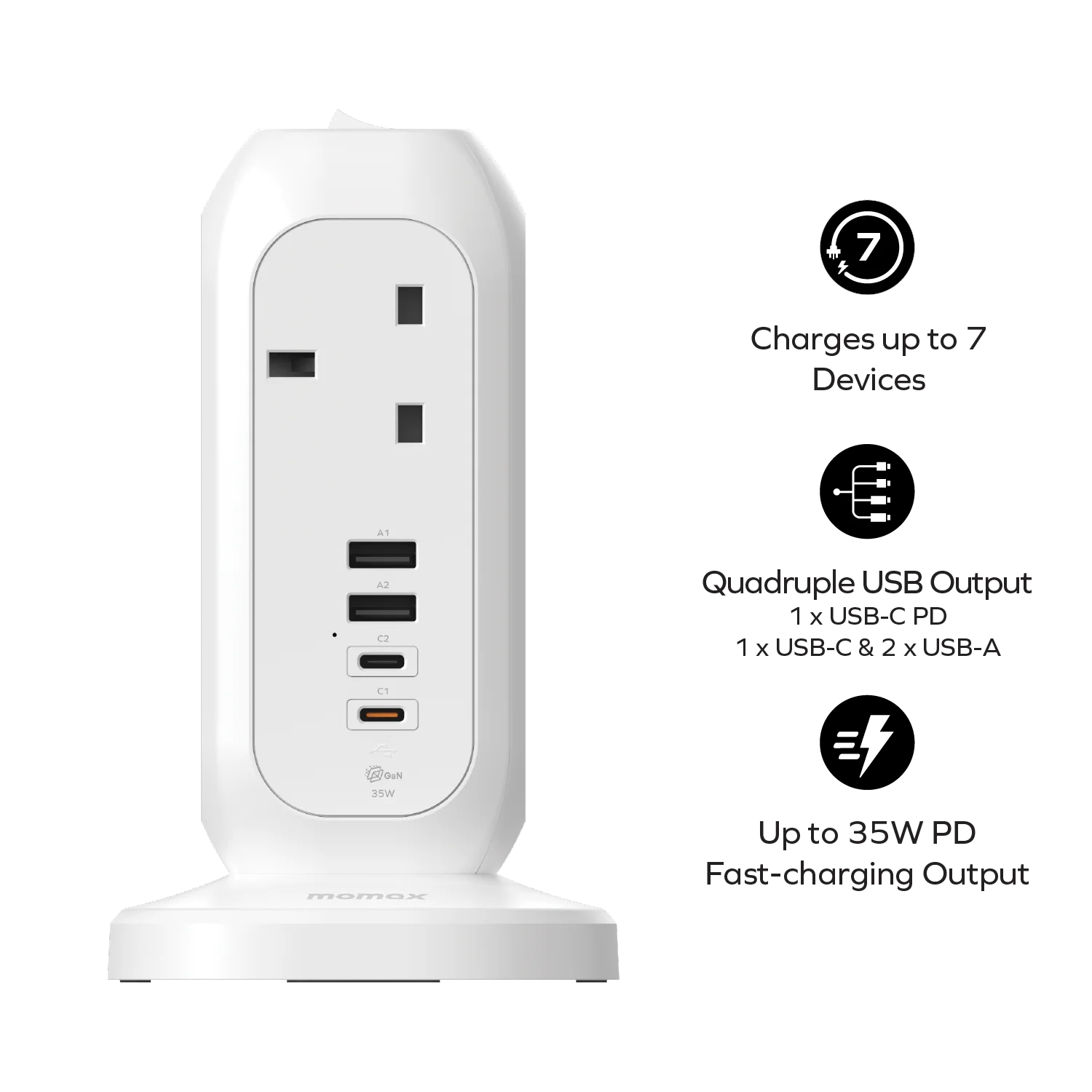 1-Plug 7-Outlet Power Strip With USB (PD 35W)
