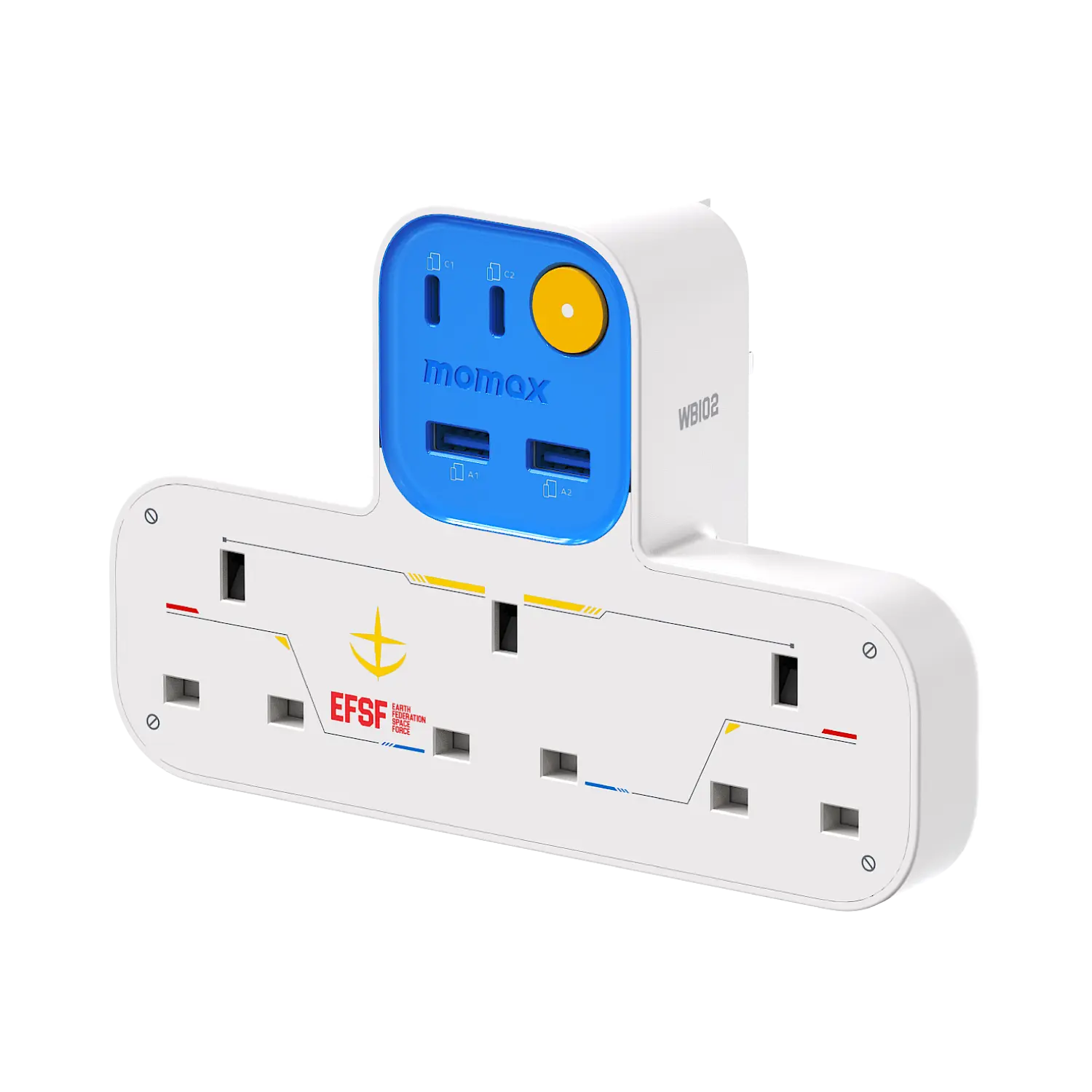 1-Charge Work Flow T-Shaped Extension Cord With 3 Sockets, 2 USB-A and 2 USB-C Ports - Limited Edition
