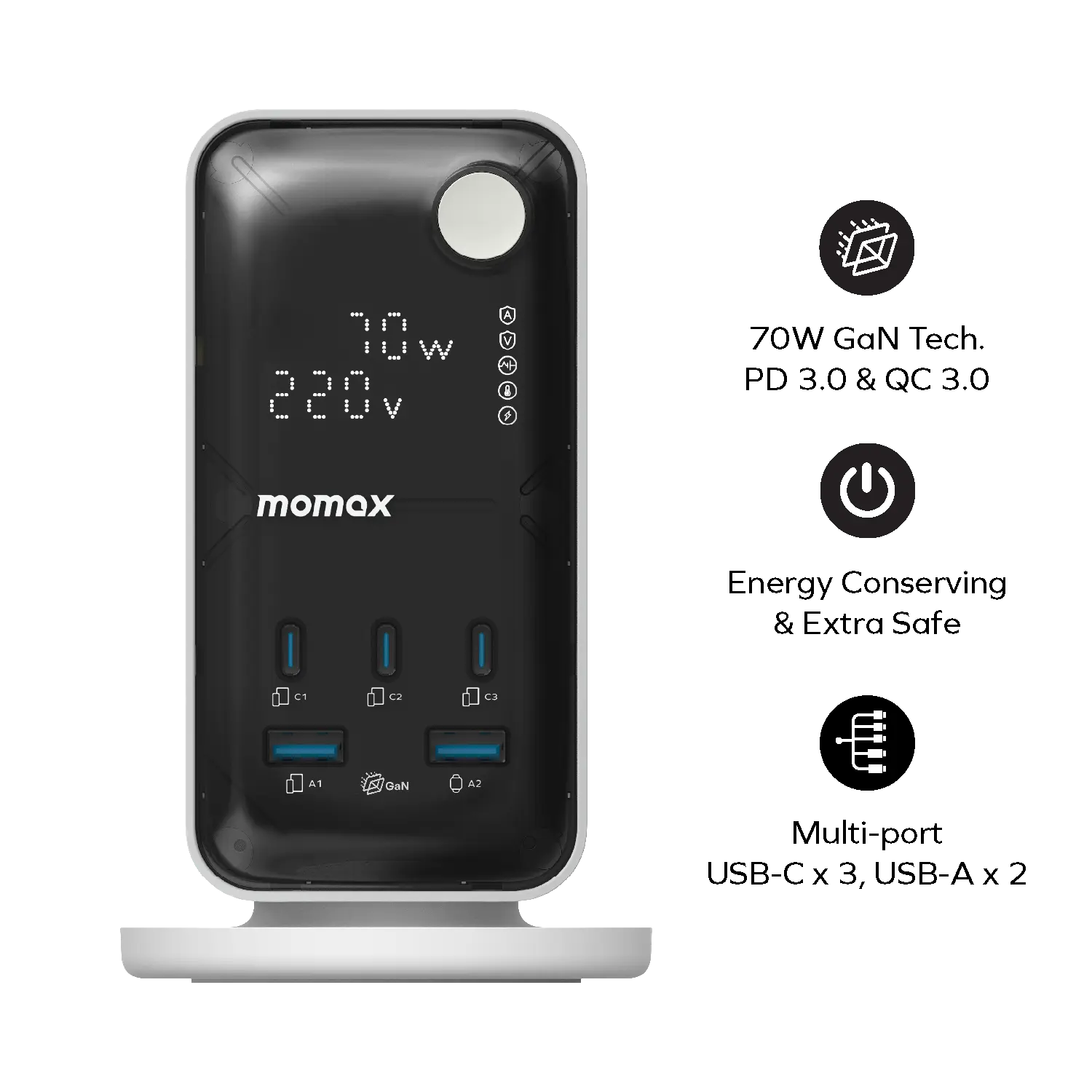 1-Charge Work Flow
6-Outlet Digital Display Power Tower with USB (70W)