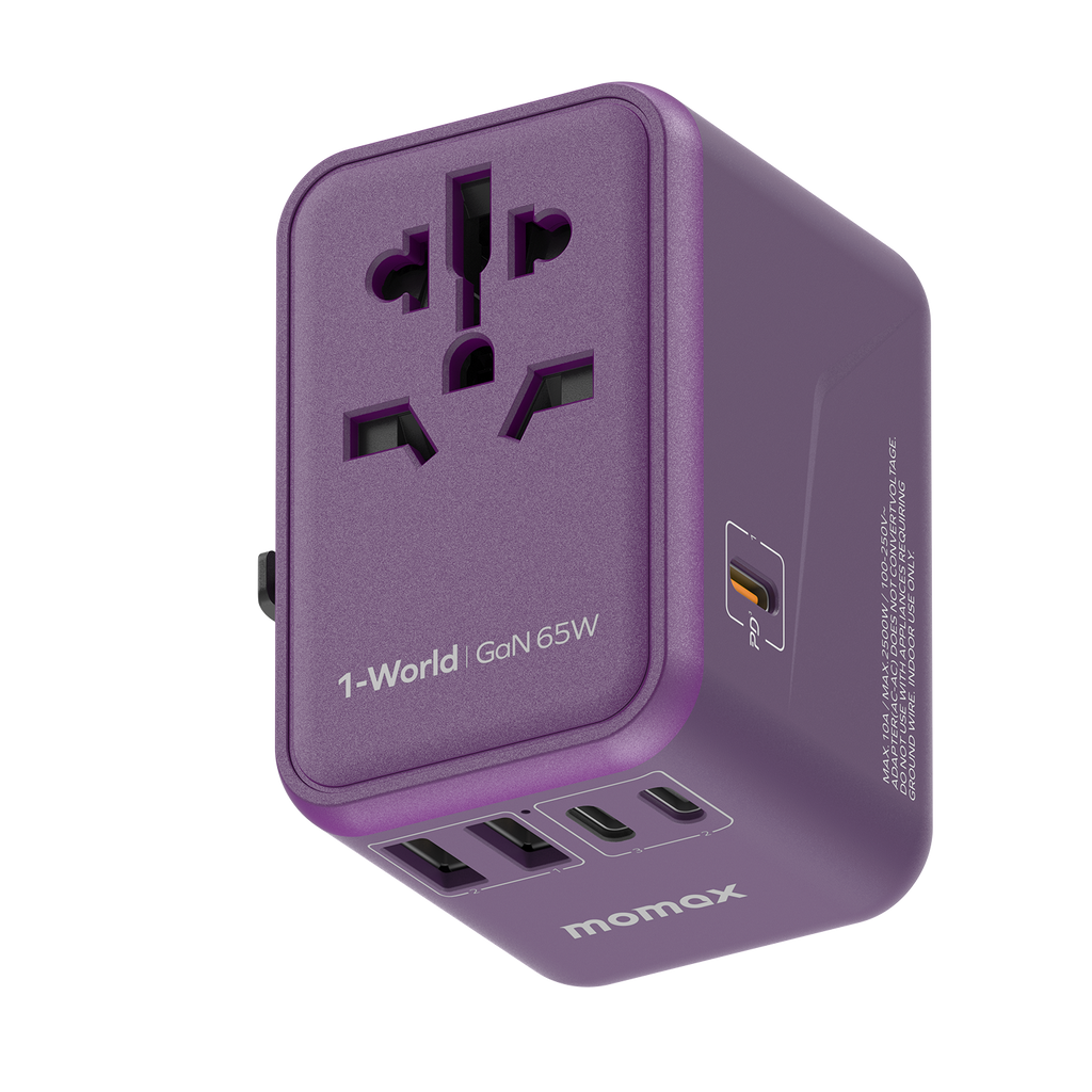 1-World Universal 5-Port Travel GaN Charger 65W