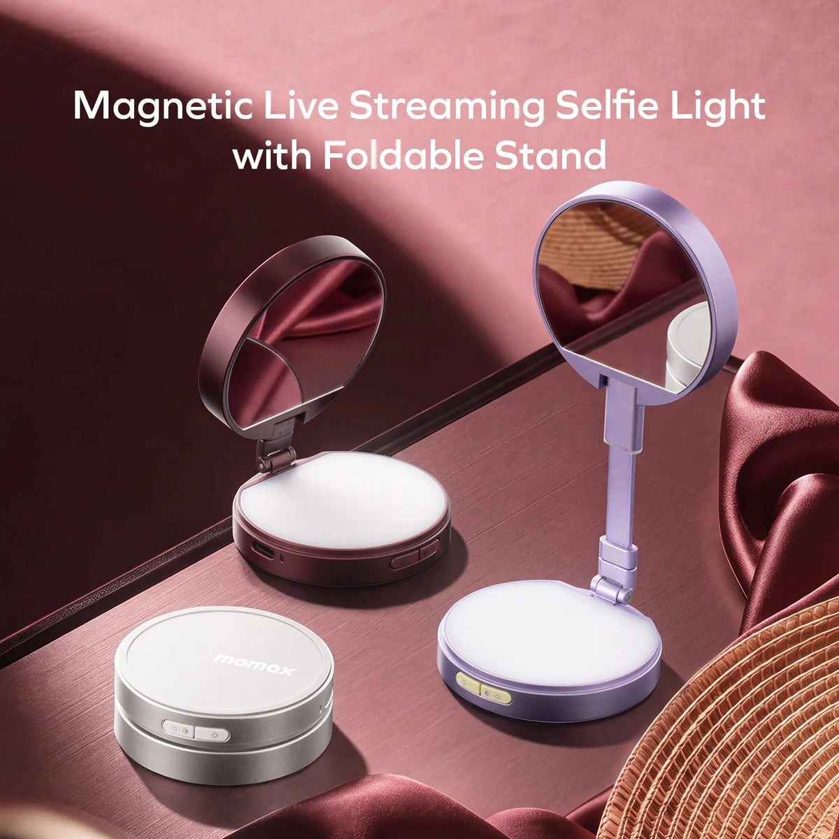 1-Snap Glow Magnetic Live Streaming Selfie Light With Foldable Stand