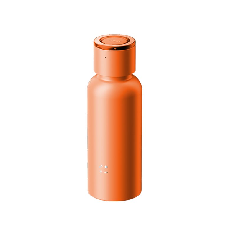 MOMAX 1-Vibe Bottle 500ml in Solar Orange, featuring a matching wireless speaker cap and insulated bottle body.