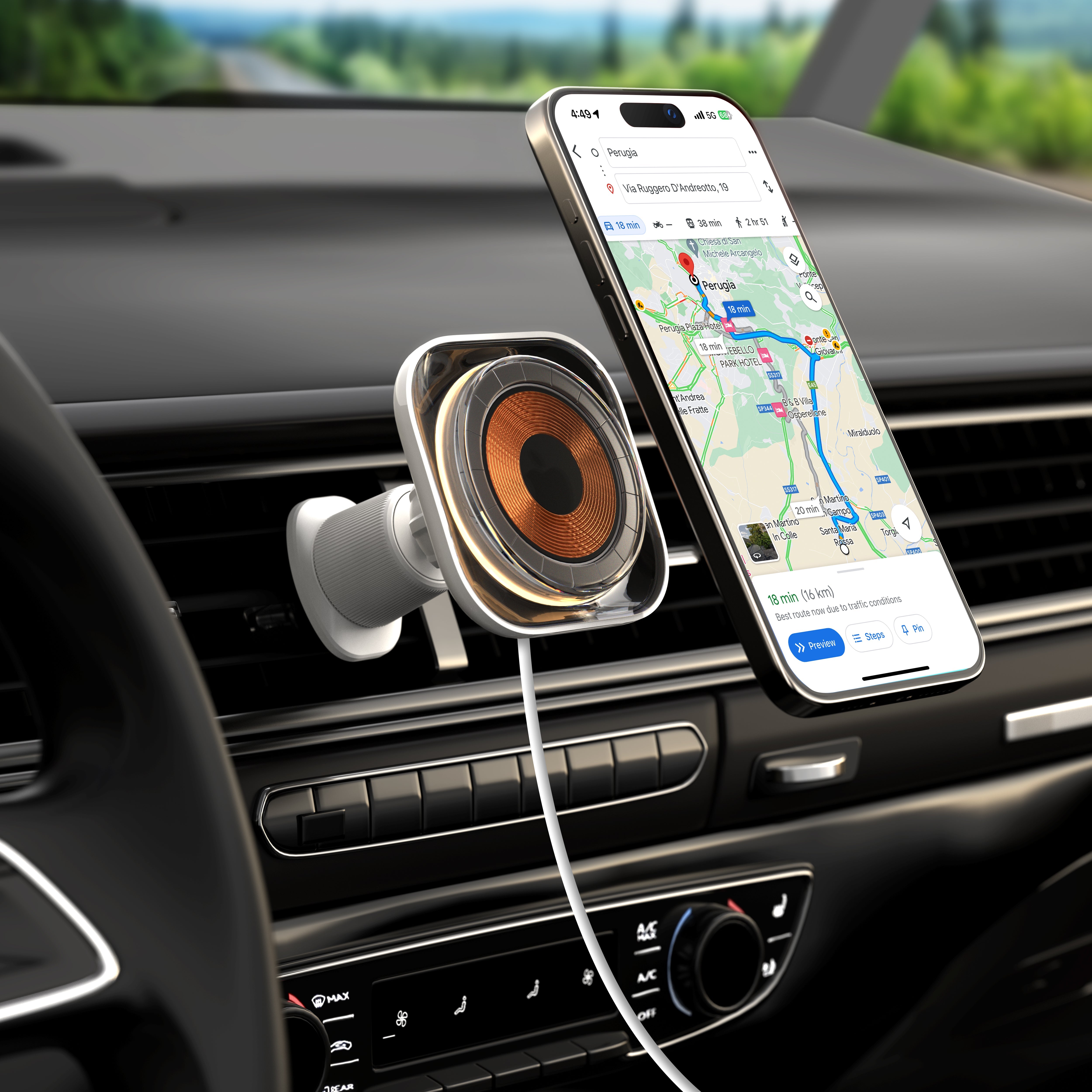 1-Charge Flow | Magnetic Wireless Charging Car Mount (15W)