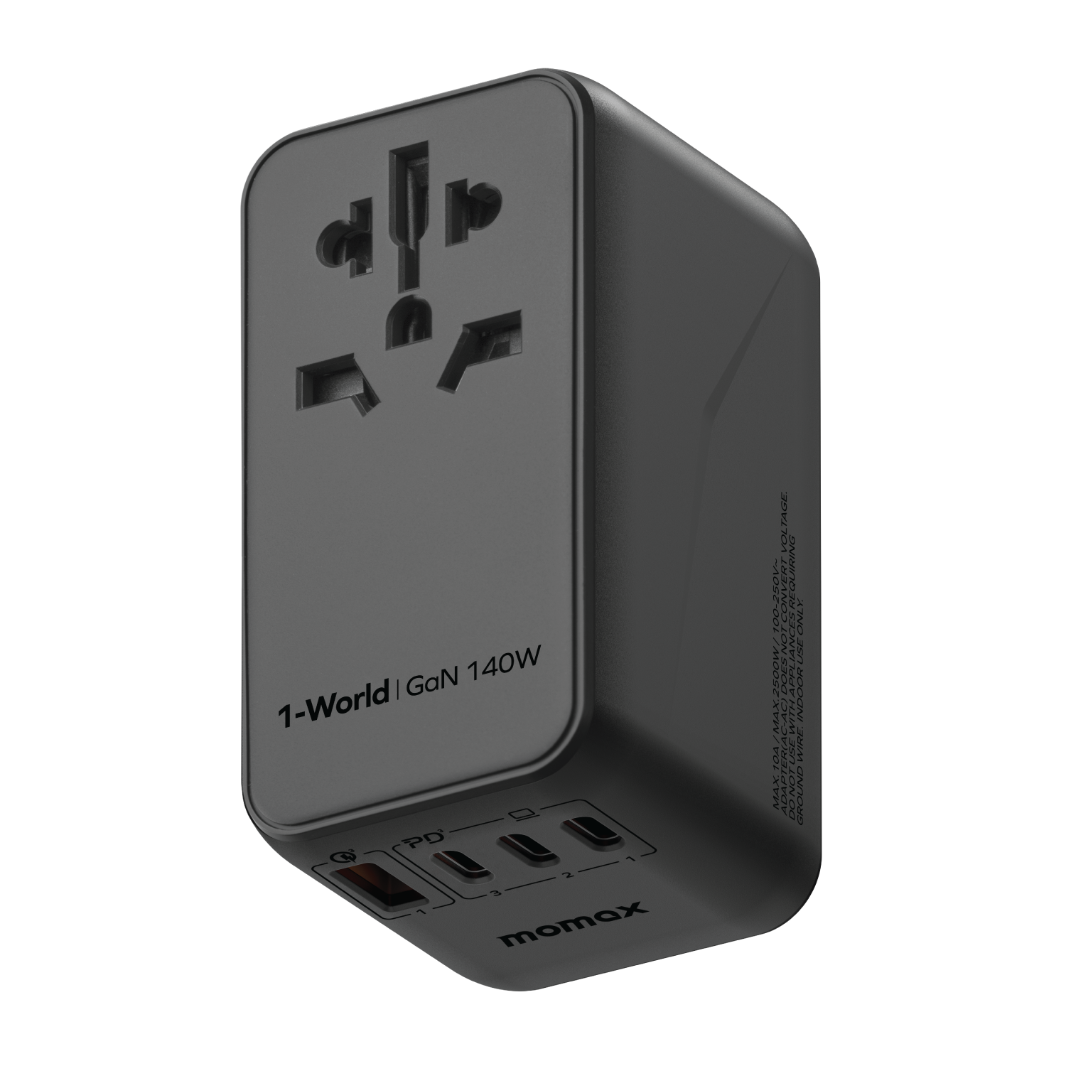 1-World 4-Port + AC Travel Adapter (140W with USB-C cable)