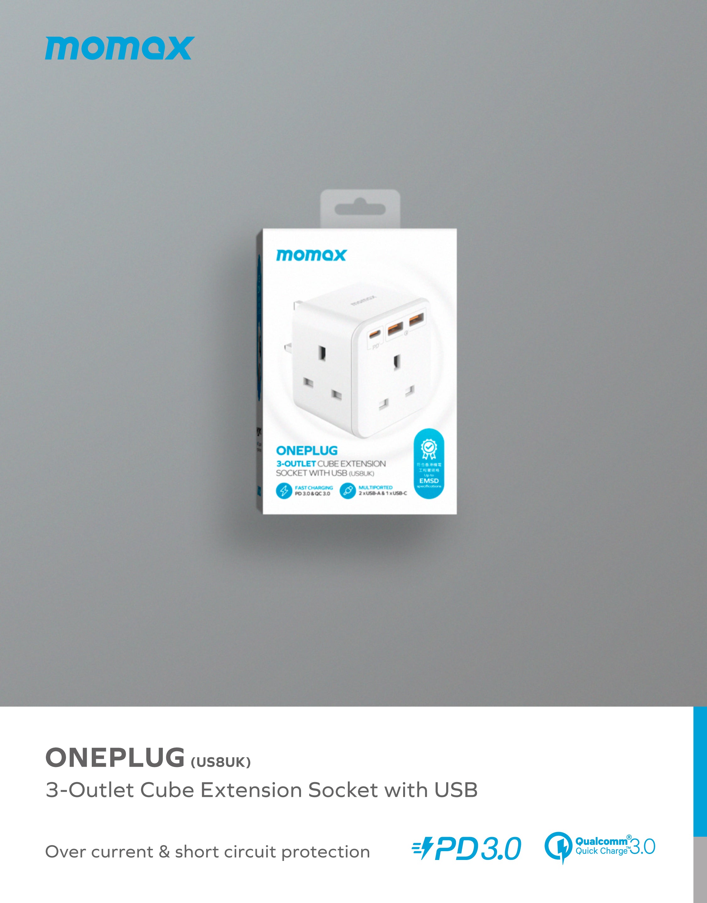 OnePlug | 3-Oulet Extension Socket (20W)