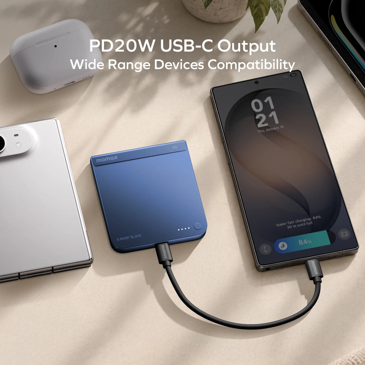 1-Power S.Pass² Slate 5000mAh Magnetic Wireless Semi-SSB Power Bank (Exclusive for iPhone Duo, New China Compulsory Certification)| Pre-sale, expected to arrive in early Nov