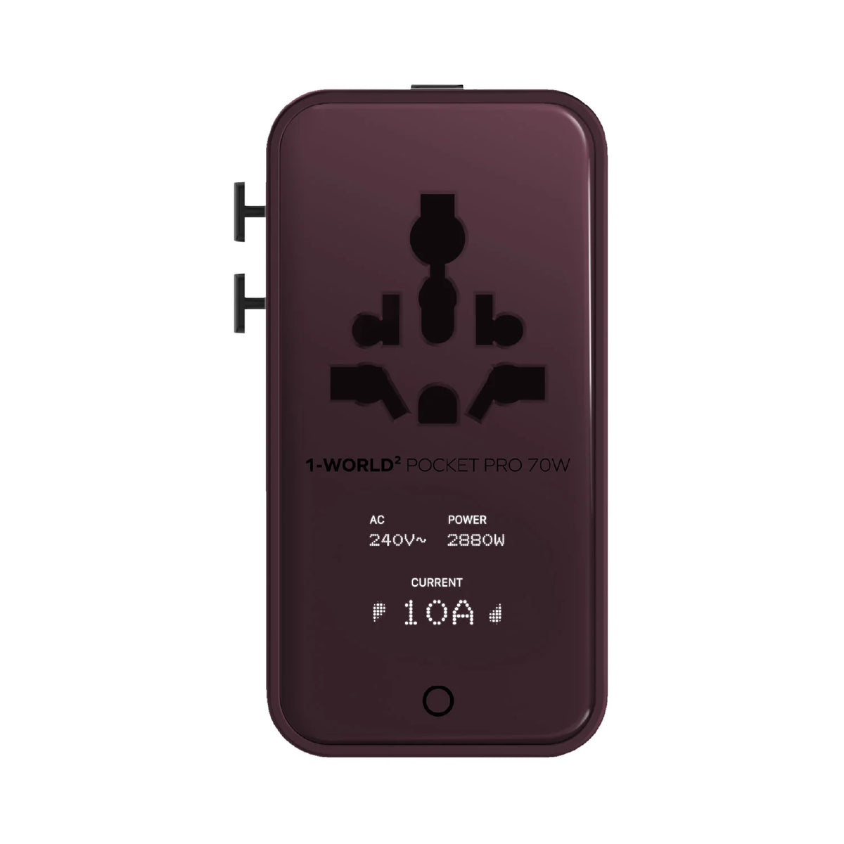 1-World² Pocket Pro 70W 4-Port Dual AC Travel Adapter With TFT Display