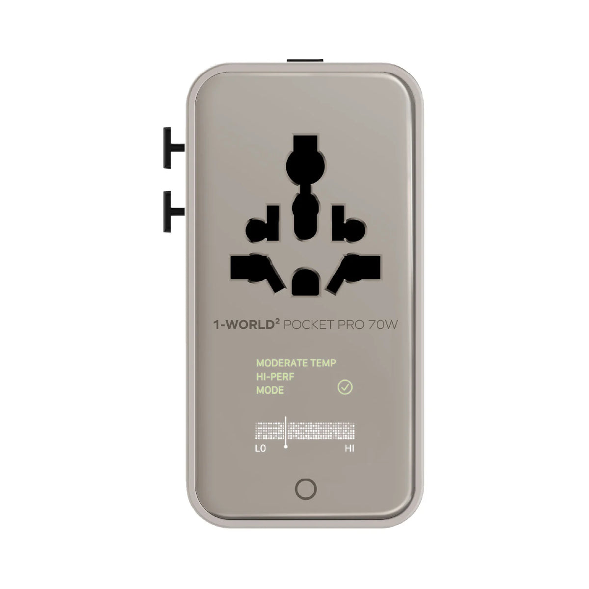 1-World² Pocket Pro 70W 4-Port Dual AC Travel Adapter With TFT Display