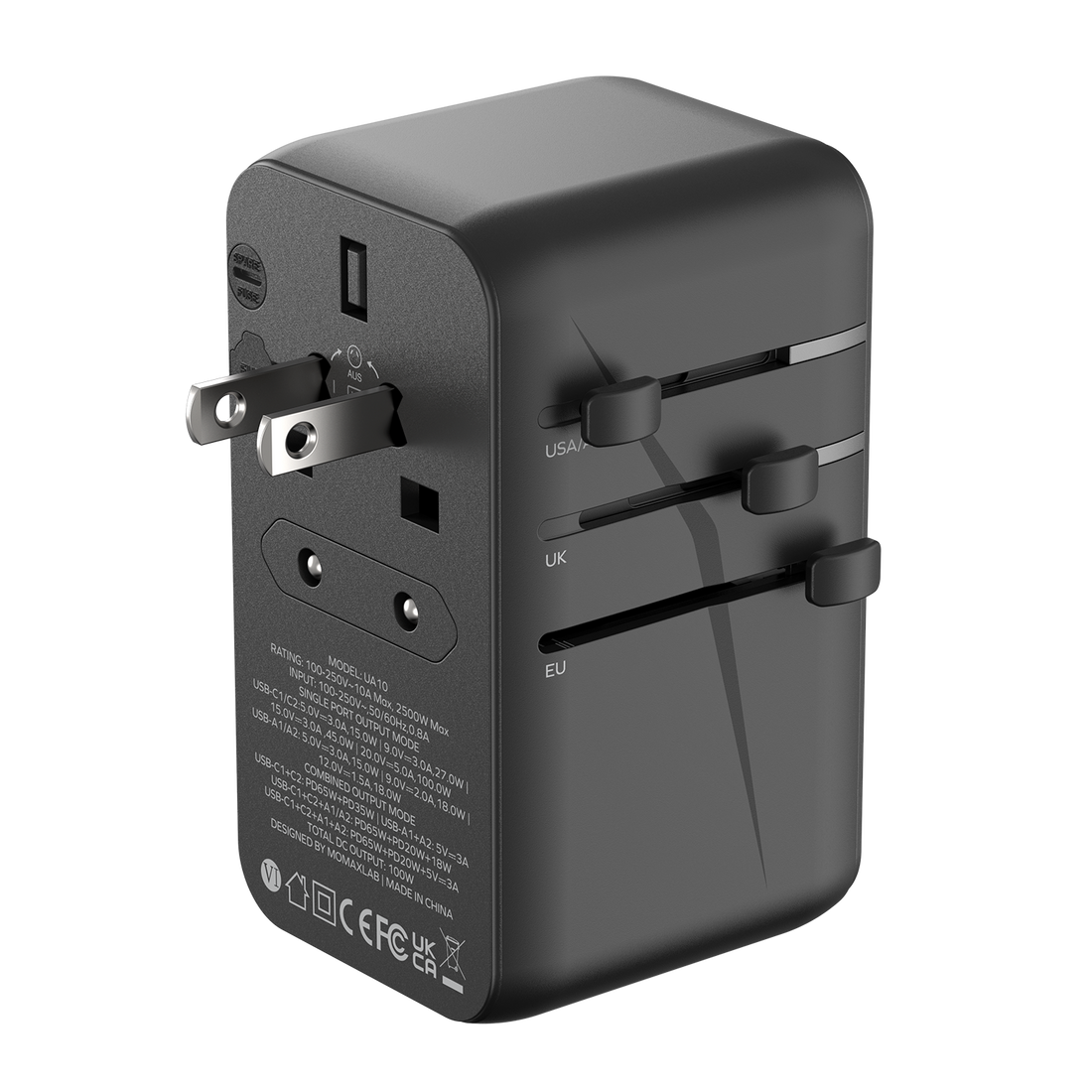 1-World Universal 4-Port Travel GaN Charger 100W