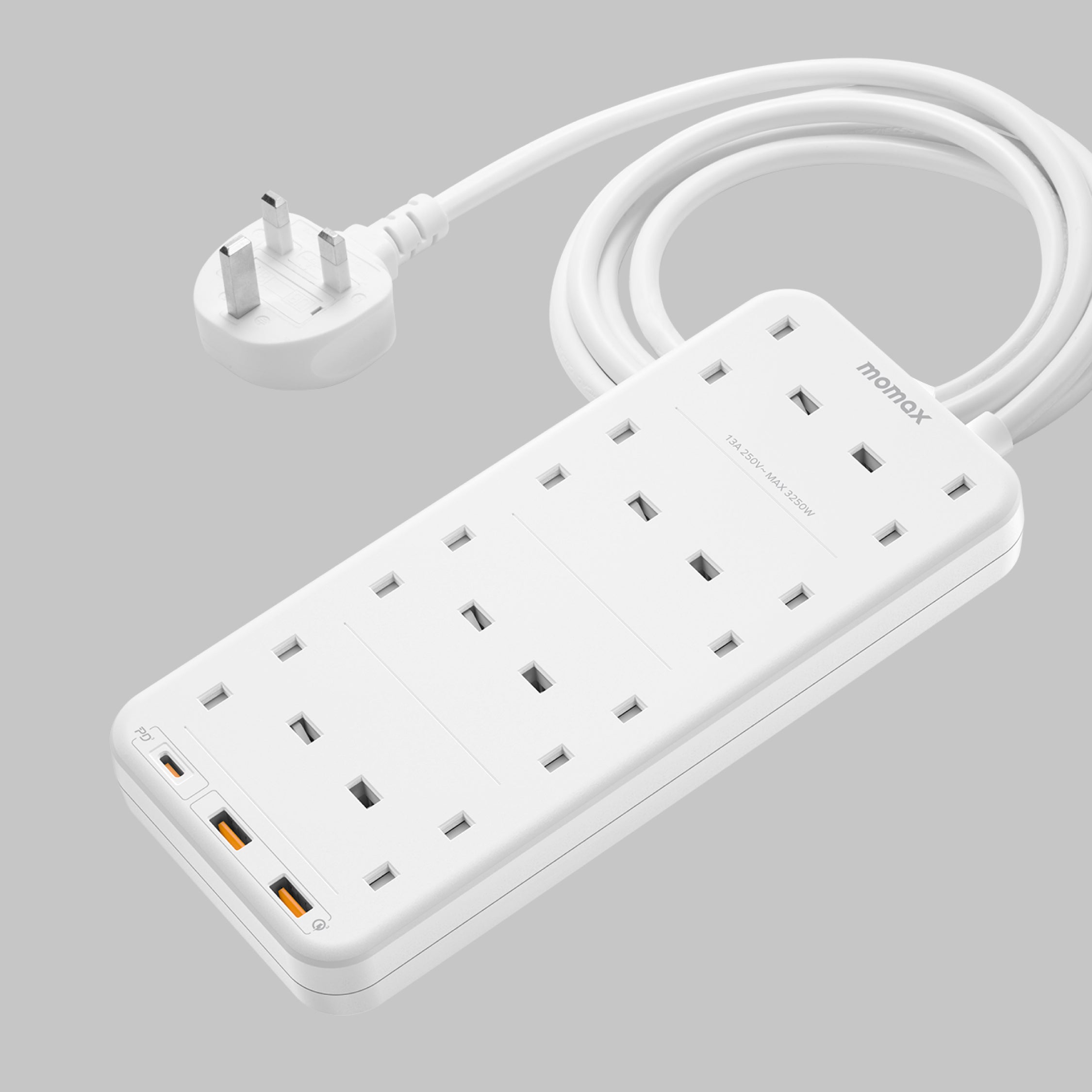 UL 8-Outlet Metal Power Strip Extension Cord – Heavy Duty – On/Off Switch – Wall Plug