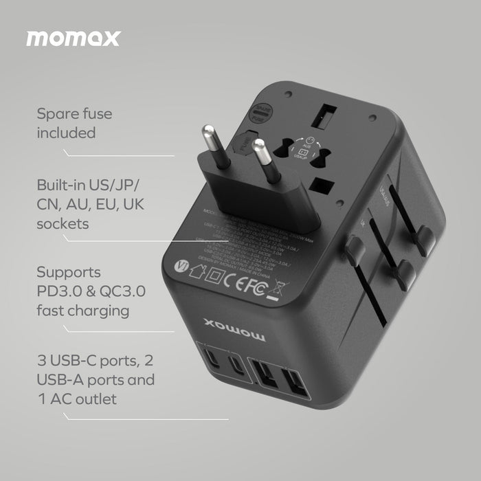 Bộ sạc du lịch 70W Momax UA8A GaN thiết kế nhỏ gọn chuyên nghiệp