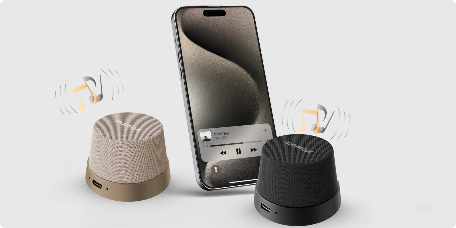 a smart phone and a speaker