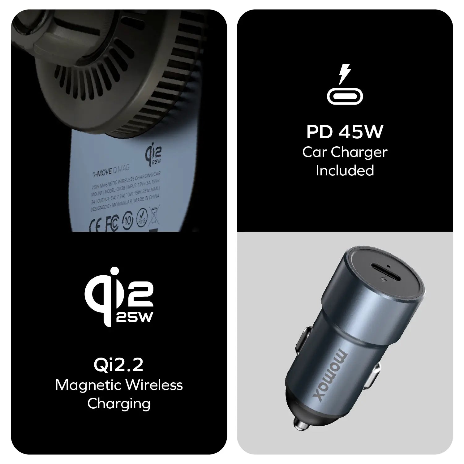 1-Move Q.Mag 25W Magnetic Wireless Charging Car Mount