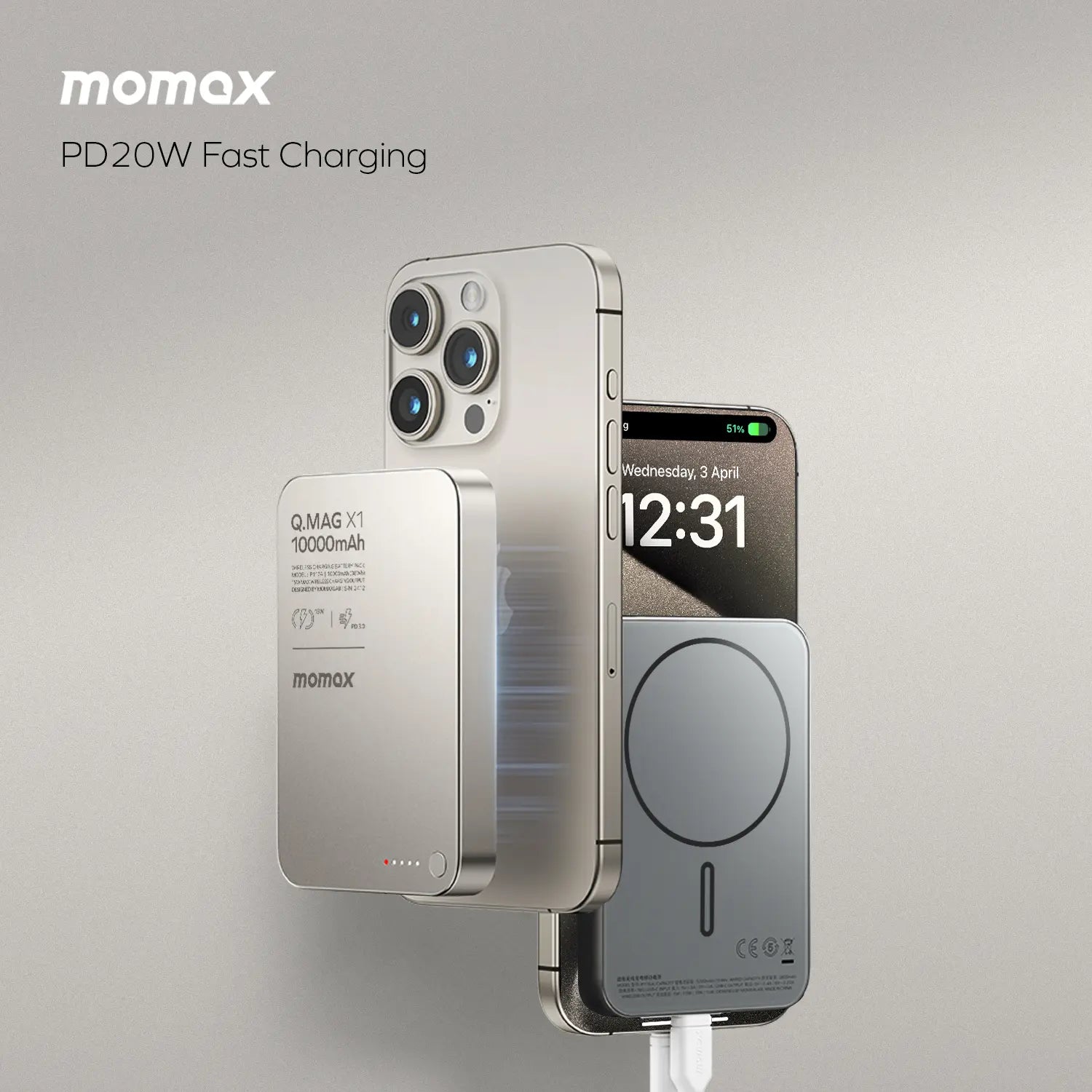 Q.Mag X1 Magnetic Wireless Power Bank 10000mAh - Gen 2