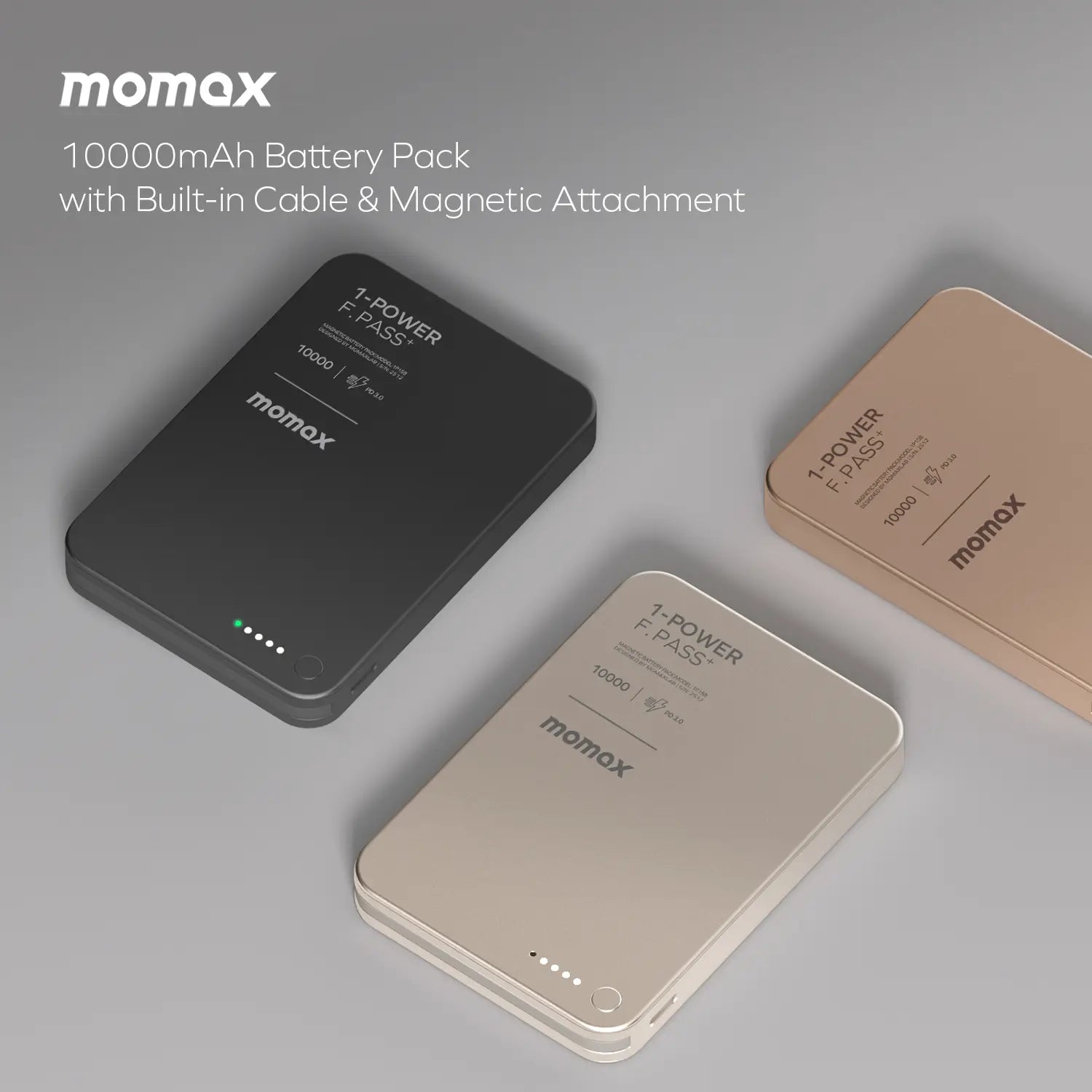 1-Power F.Pass⁺ 10000mAh Magnetic Battery Pack with Built-in Cable