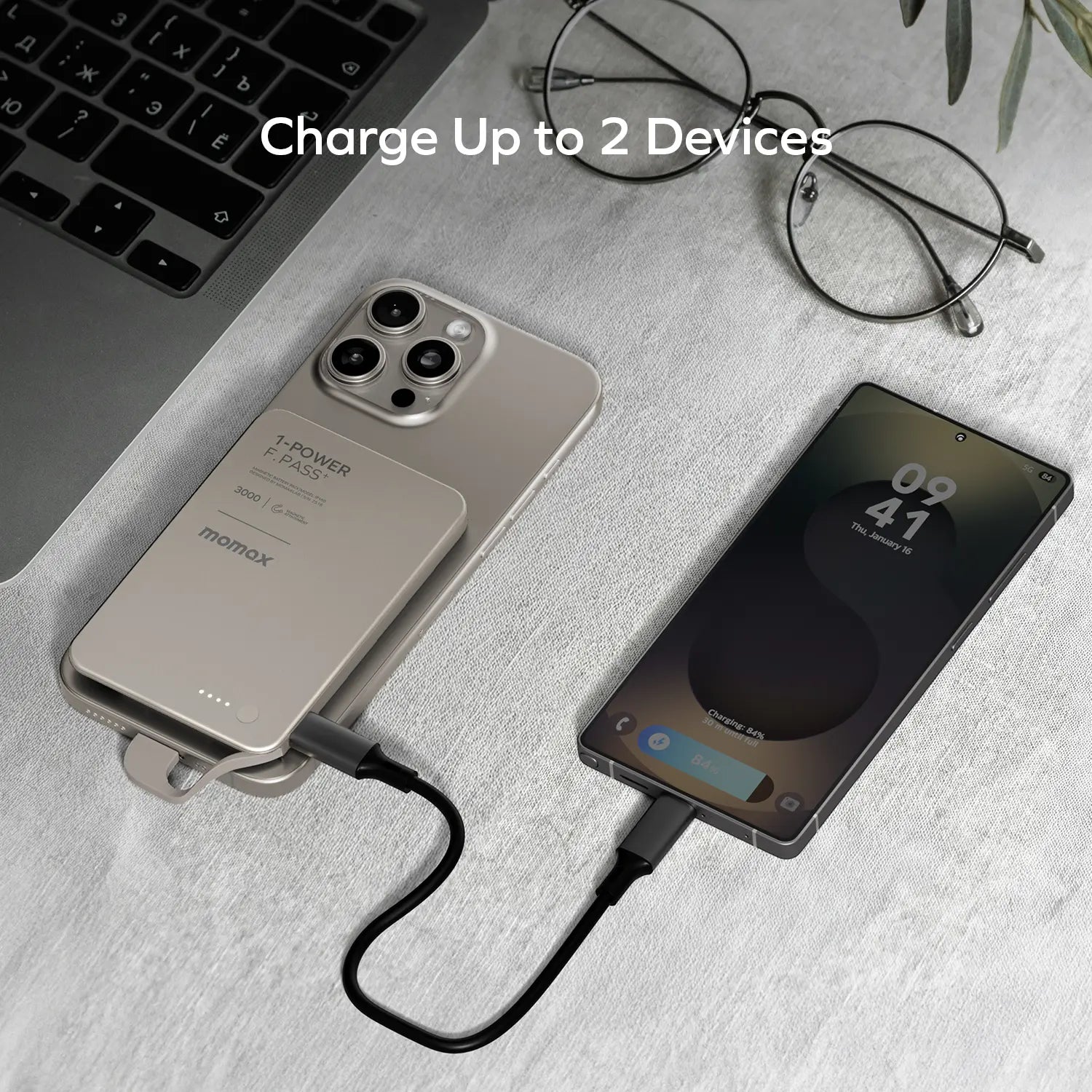 1-Power F.Pass⁺ 3000mAh Magnetic Battery Pack with Built-in Cable