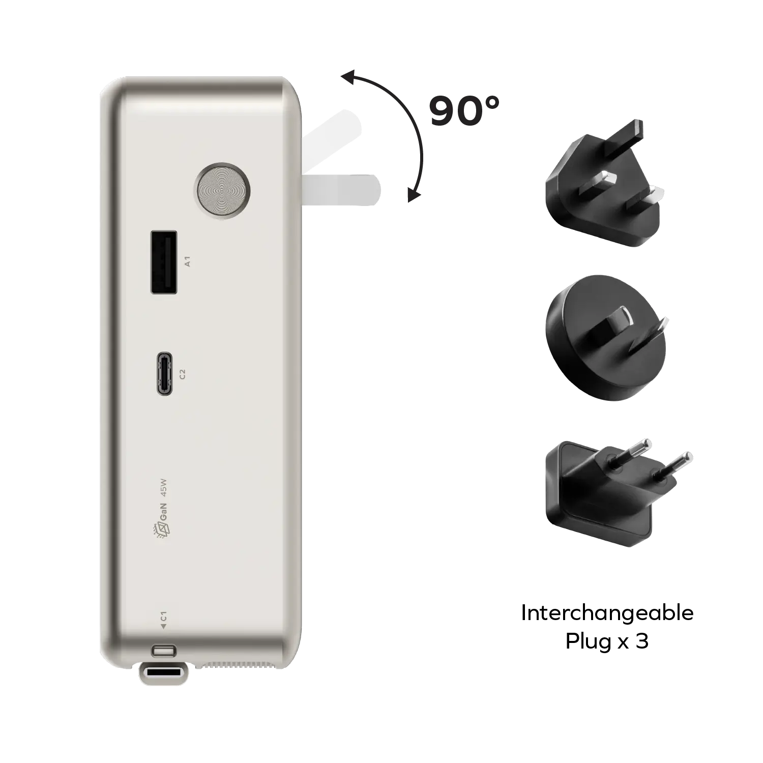 1-Pac⁺ 10000mAh 3in1 Hybrid GaN Battery Pack with Built-In Retractable Cable