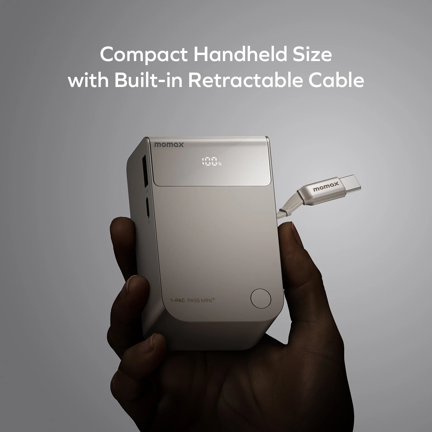 1-Pac Pass Mini⁺ 10000mAh 2in1 Battery Pack with Built-in Retractable Cable