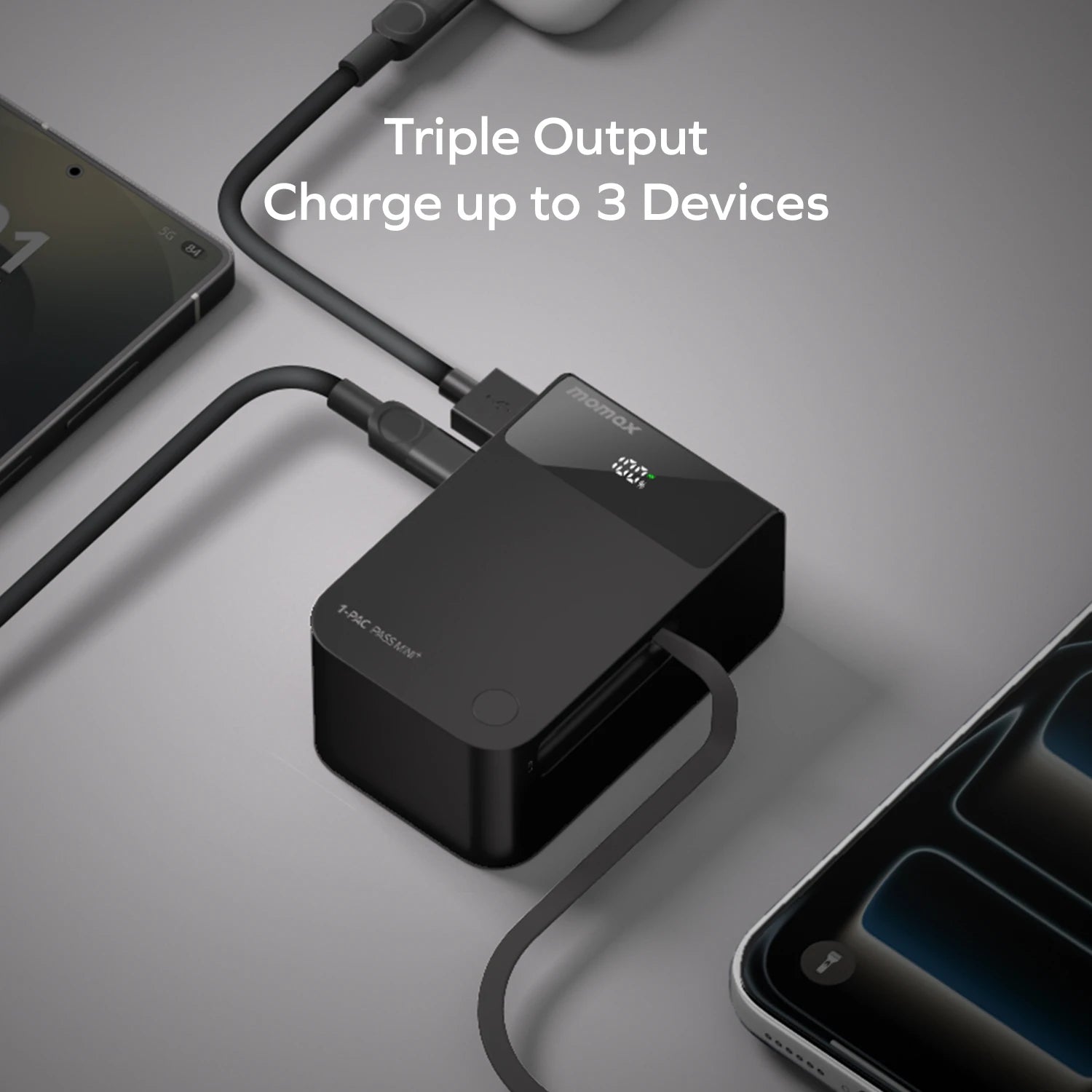 1-Pac Pass Mini⁺ 10000mAh 2in1 Battery Pack with Built-in Retractable Cable