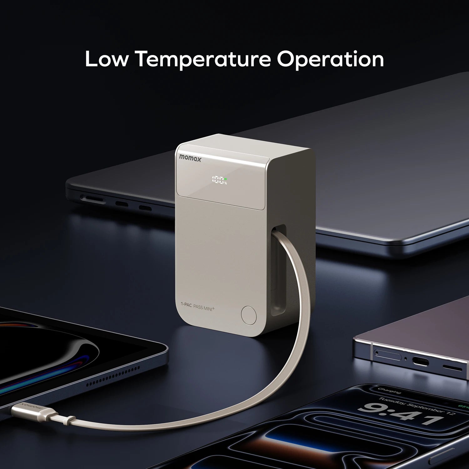 1-Pac Pass Mini⁺ 10000mAh 2in1 Battery Pack with Built-in Retractable Cable