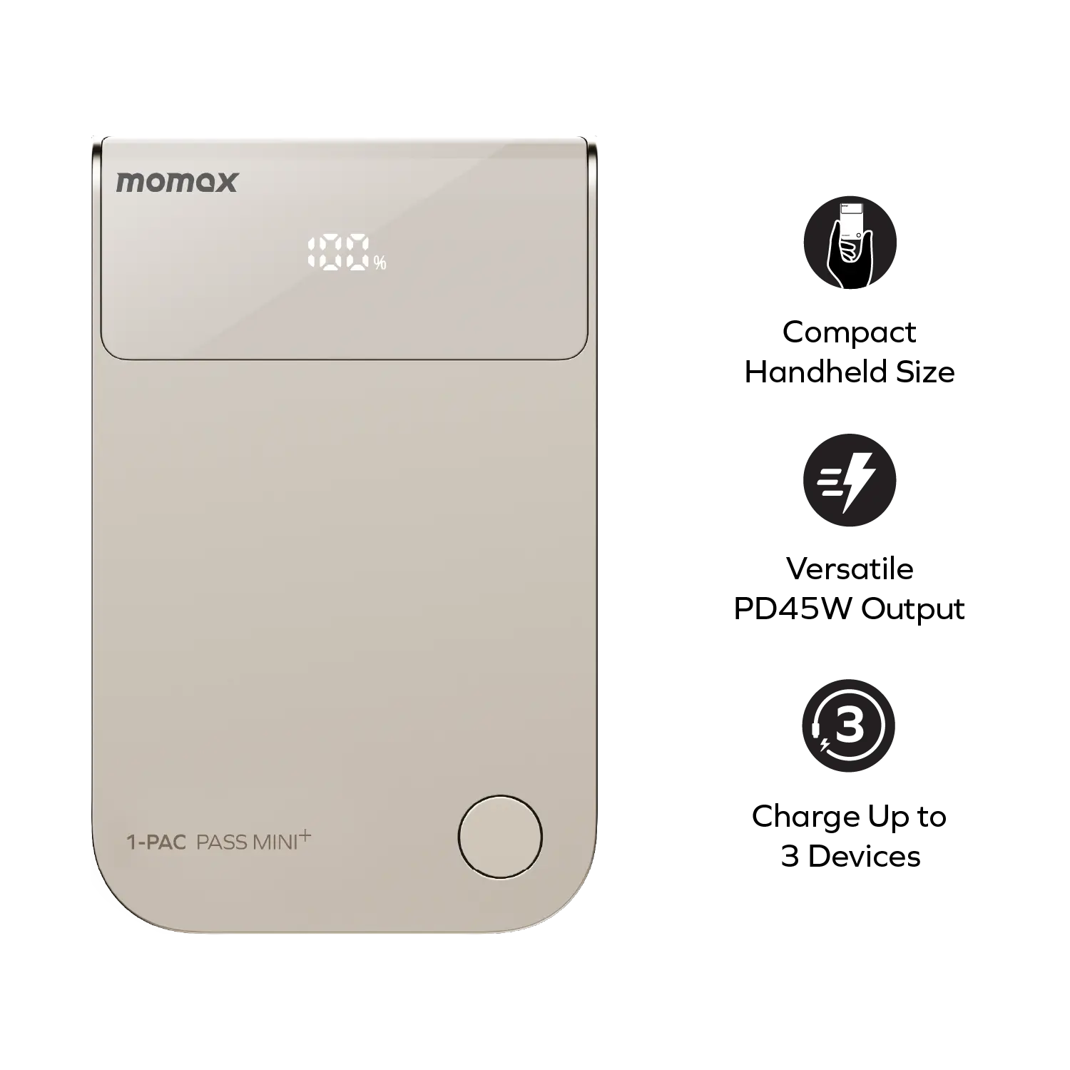 1-Pac Pass Mini⁺ 10000mAh 2in1 Battery Pack with Built-in Retractable Cable