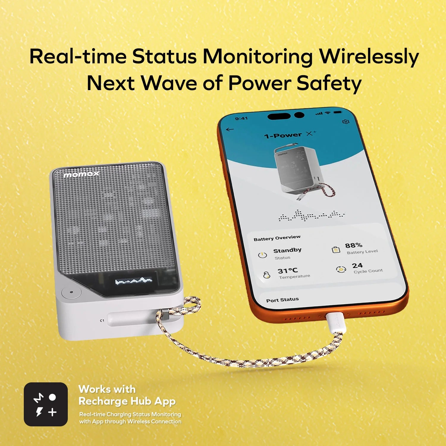 1-Power X⁺ 10000mAh Battery Pack with Dual Built-in USB-C Cable