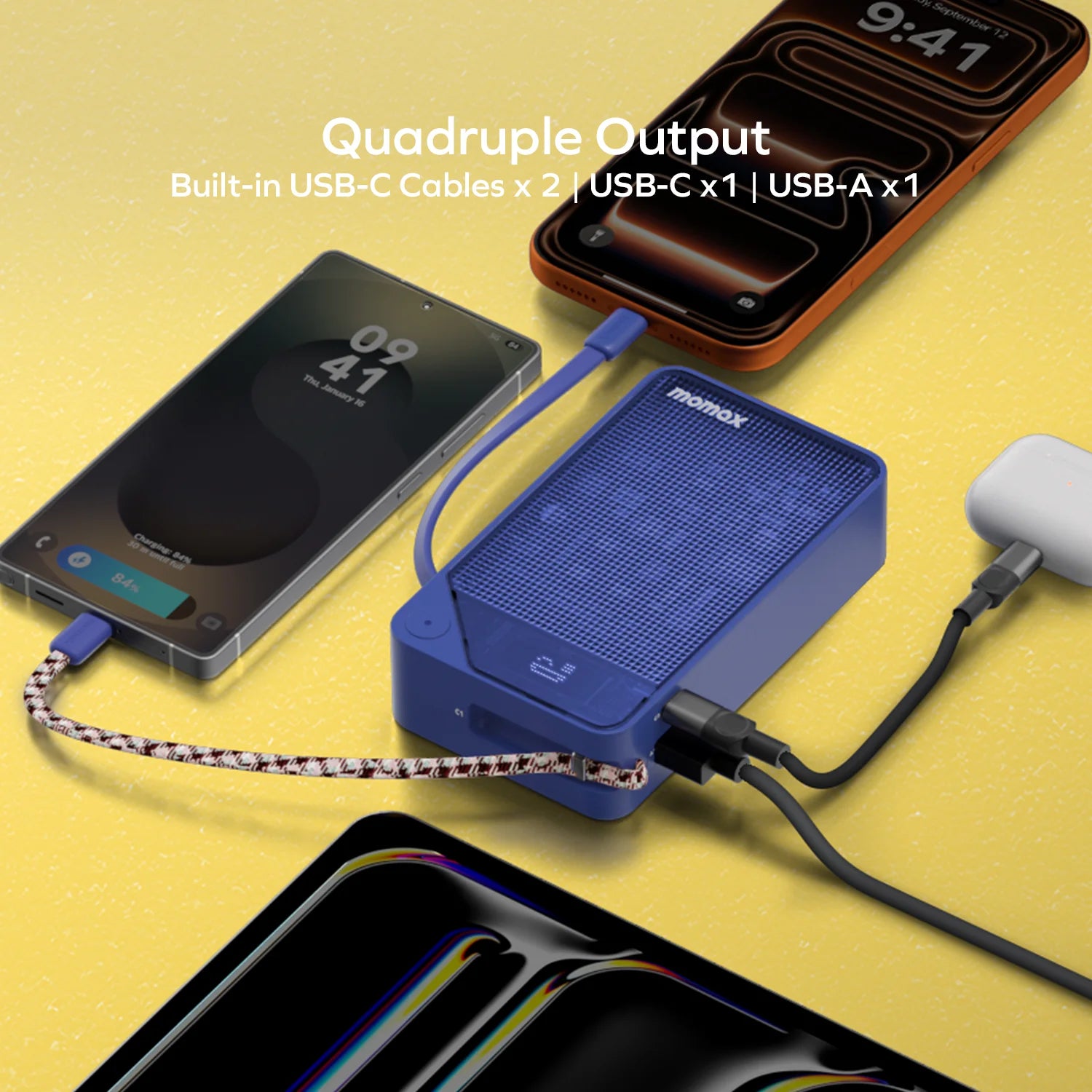 1-Power X⁺ 20000mAh Battery Pack with Dual Built-in USB-C Cable