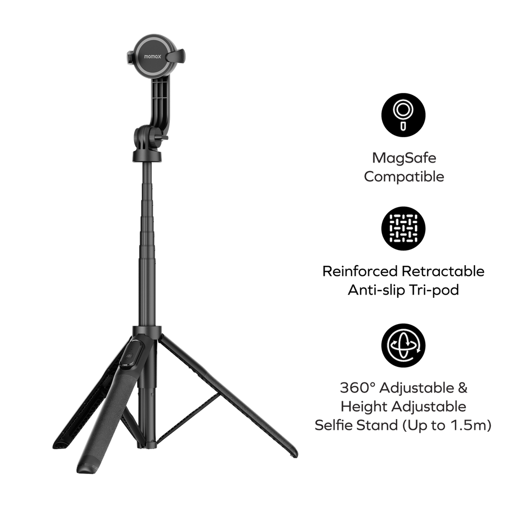 1-Snap Pole Magnetic Tripod Selfie Stick with Wireless Remote