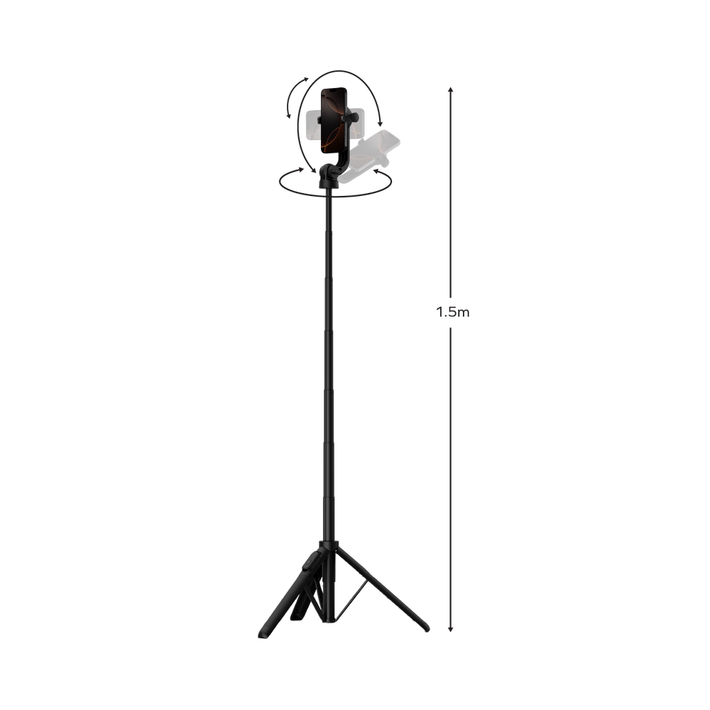 1-Snap Pole Magnetic Tripod Selfie Stick with Wireless Remote