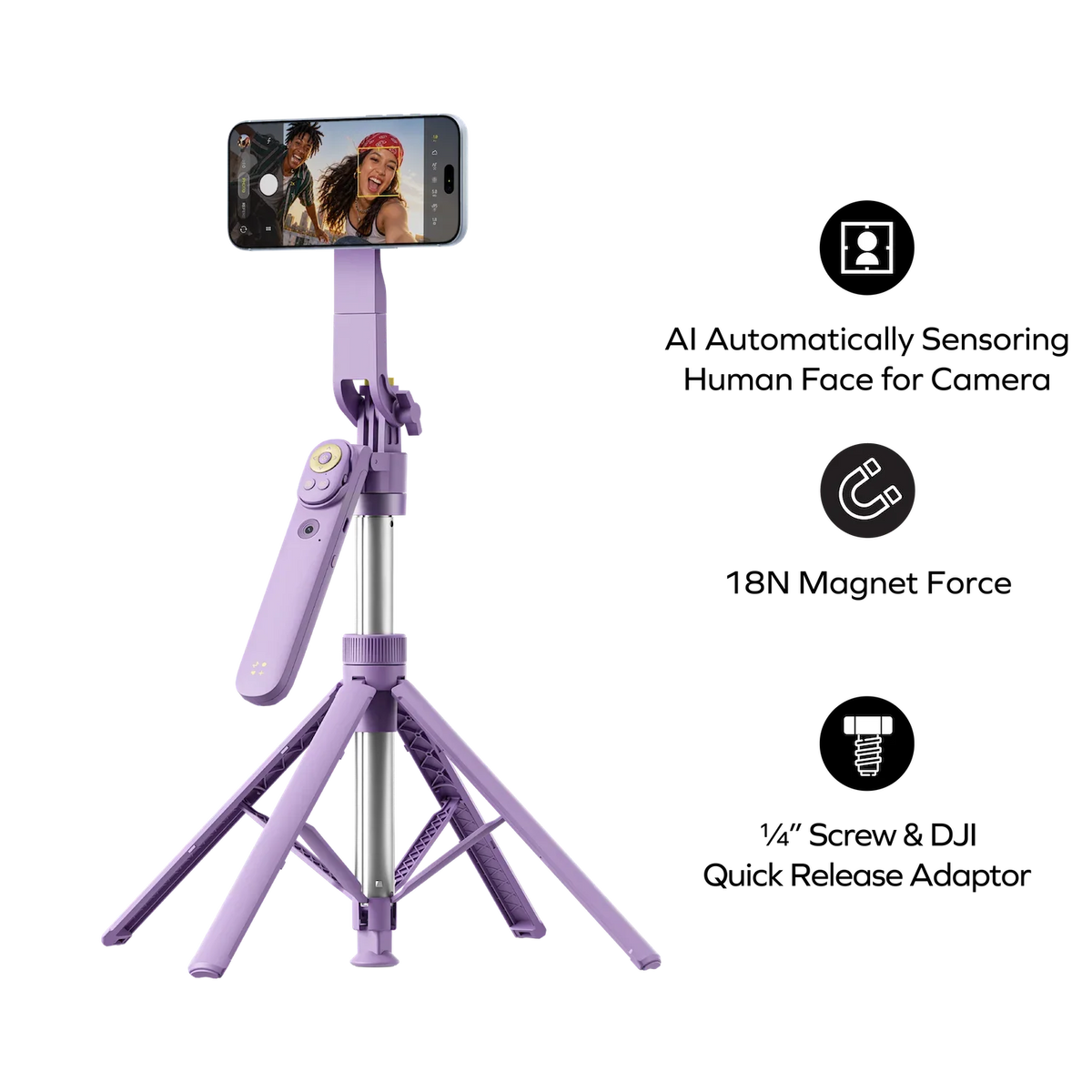 1-Snap Pole Selfies Stick Auto Tracking with Magpod Gimbal