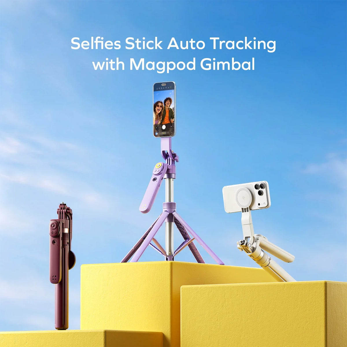 1-Snap Pole Selfies Stick Auto Tracking with Magpod Gimbal