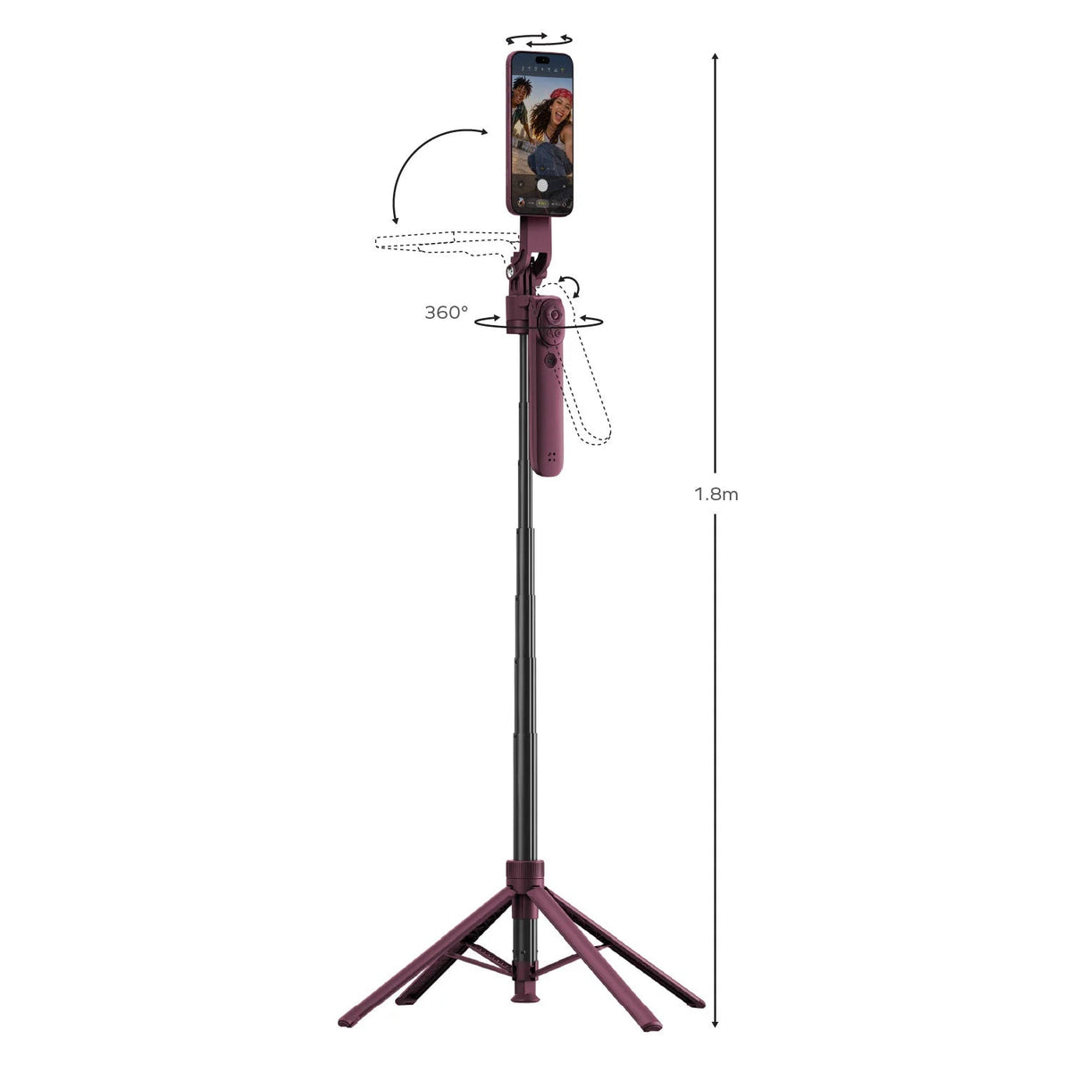 1-Snap Pole Selfies Stick Auto Tracking with Magpod Gimbal