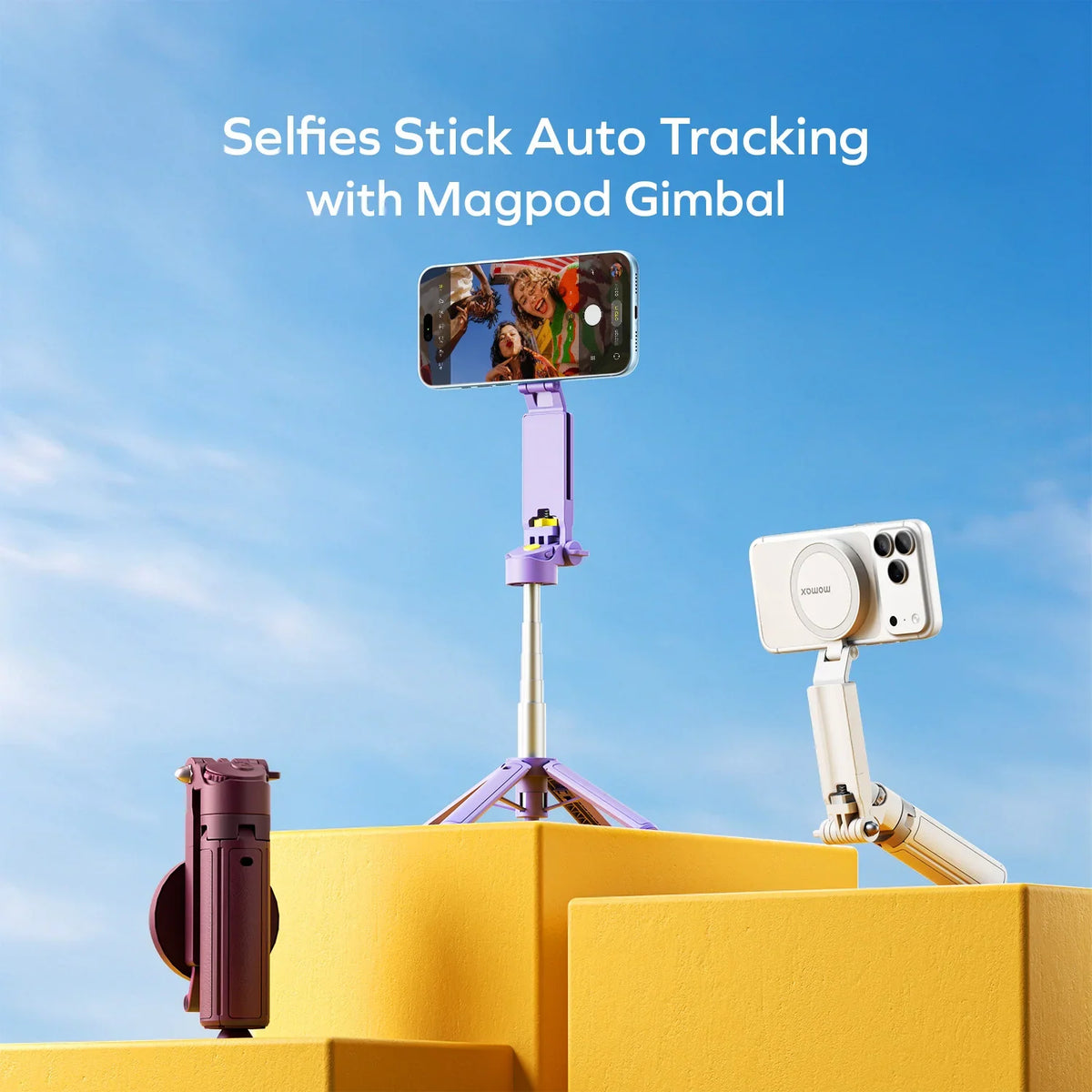 1-Snap Pole Mini Selfies Stick with Magpod Gimbal
